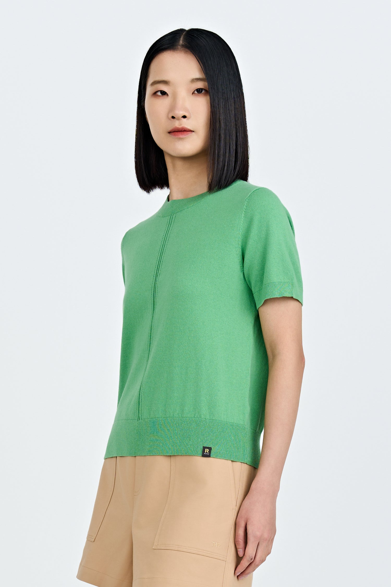Knitted Short Sleeve Top - Pistachio