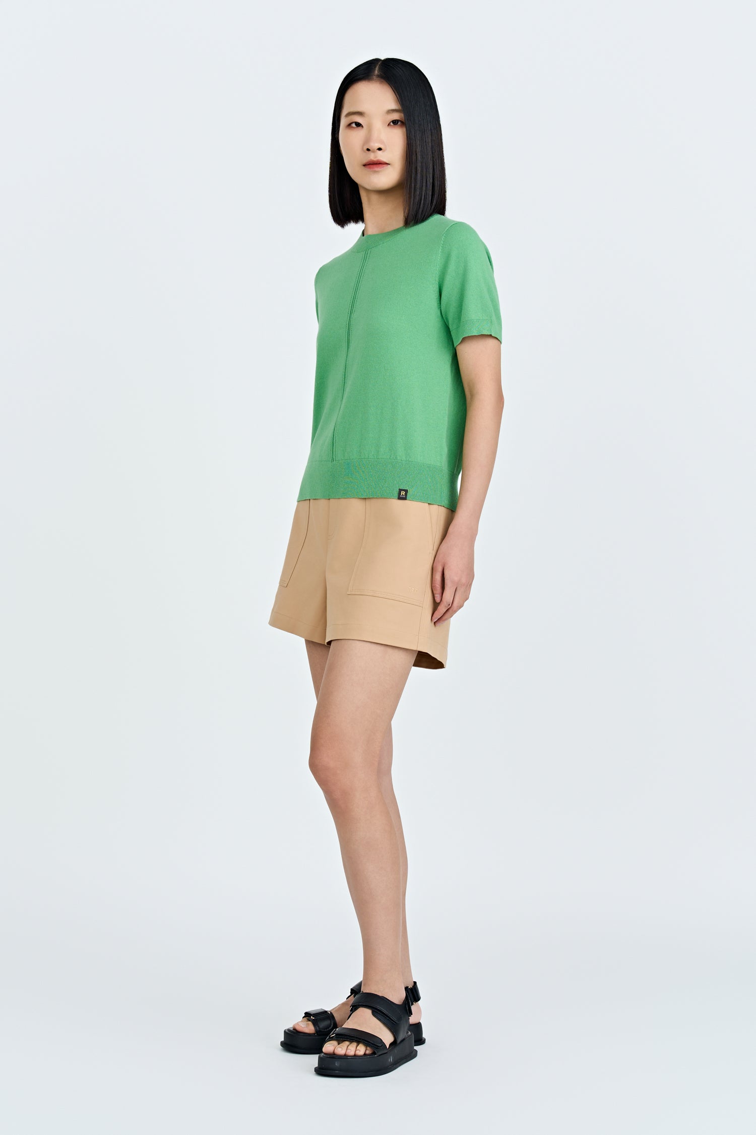 Knitted Short Sleeve Top - Pistachio
