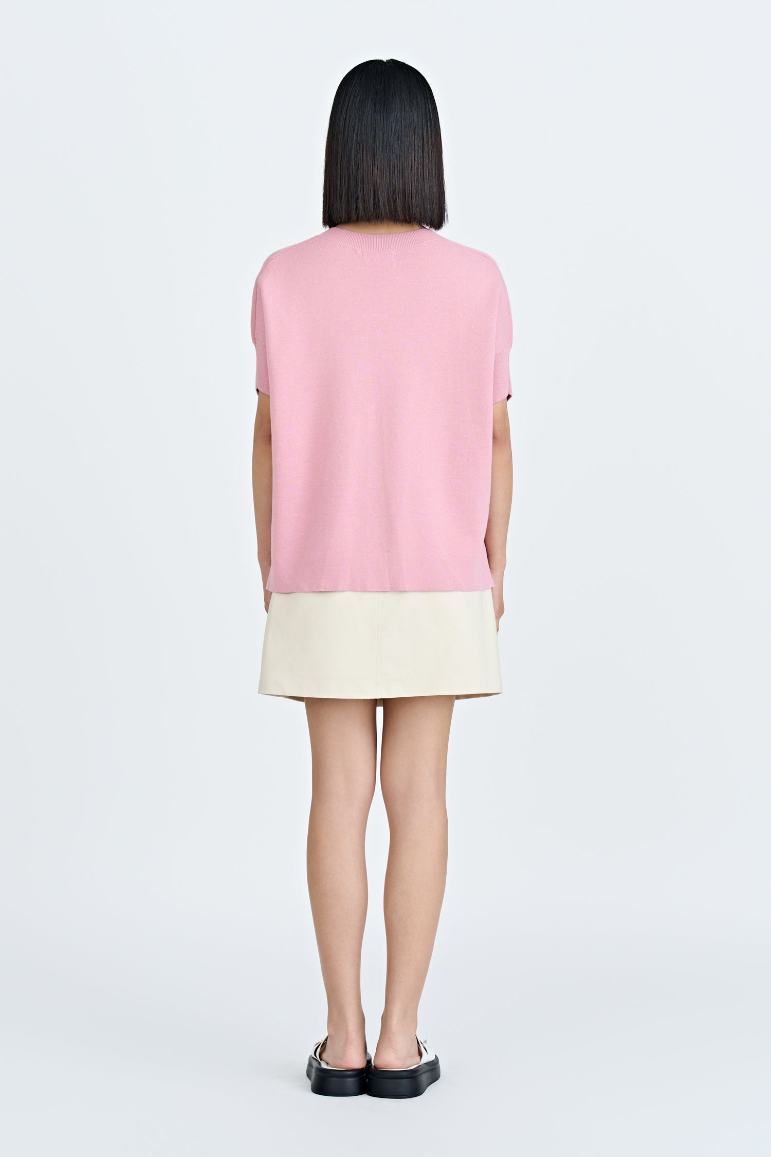 Knitted V-Neck Top - Blush