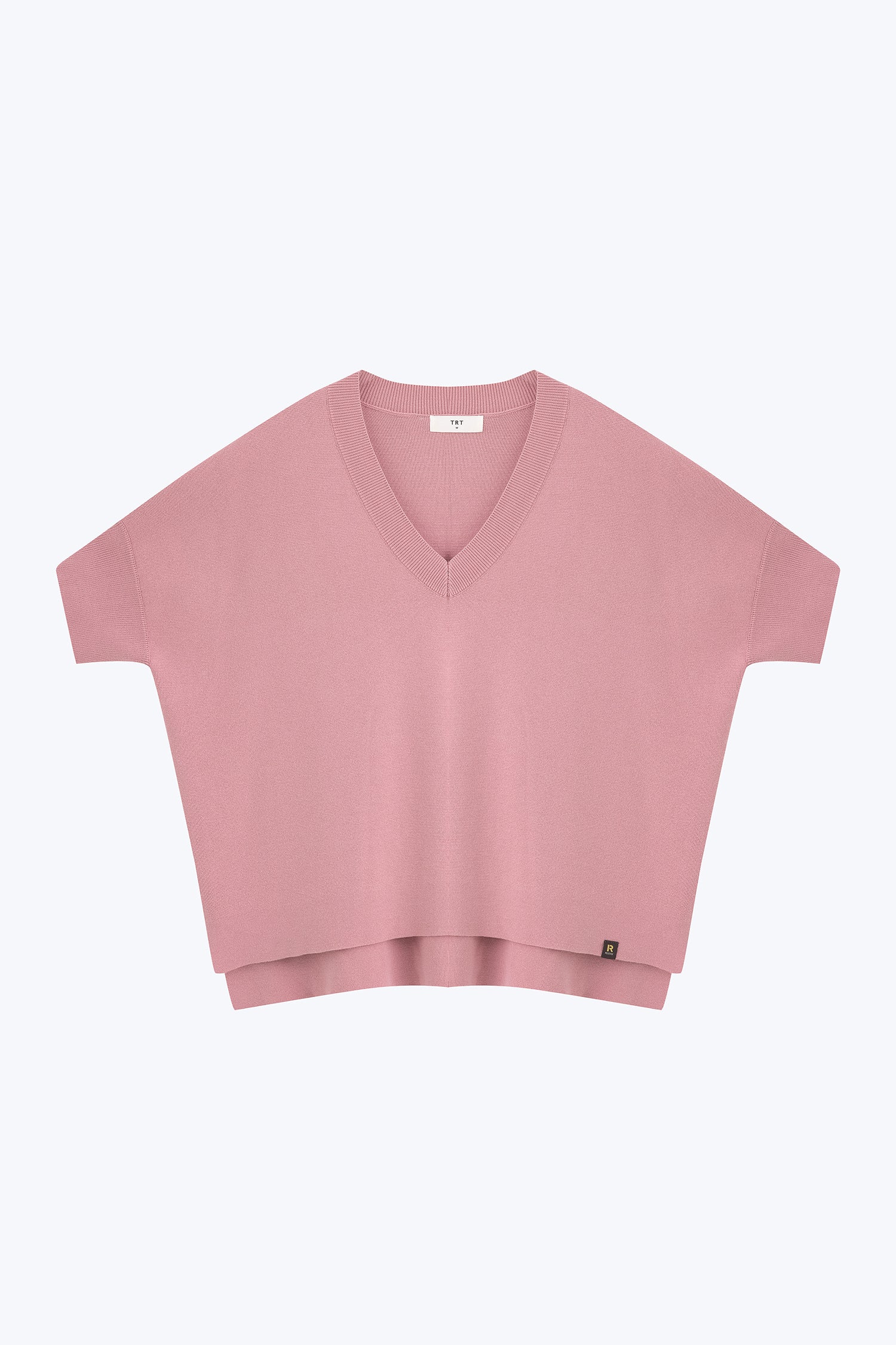 Knitted V-Neck Top - Blush