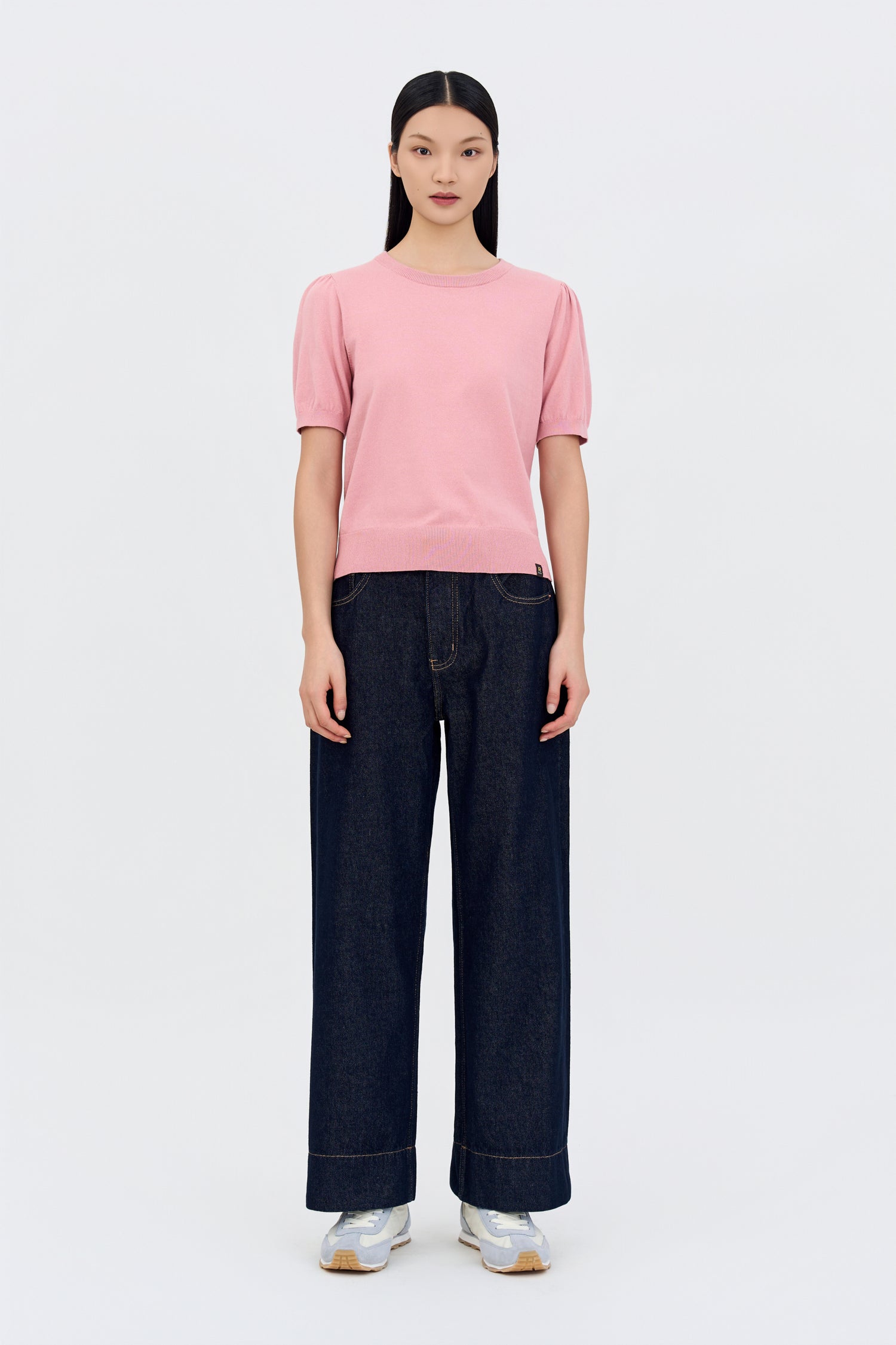 Knitted Puff Sleeve Top - Blush