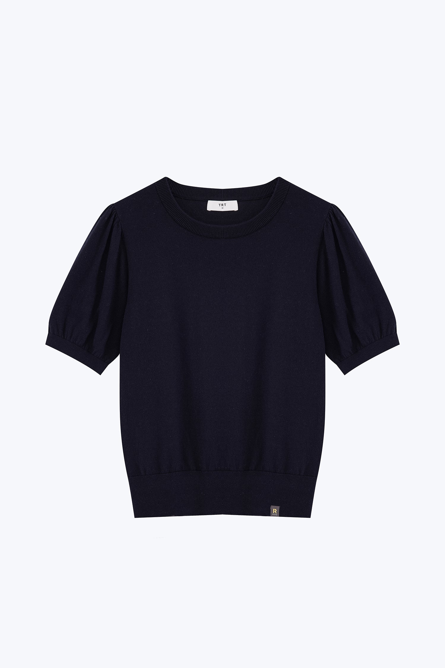 Knitted Puff Sleeve Top - Navy