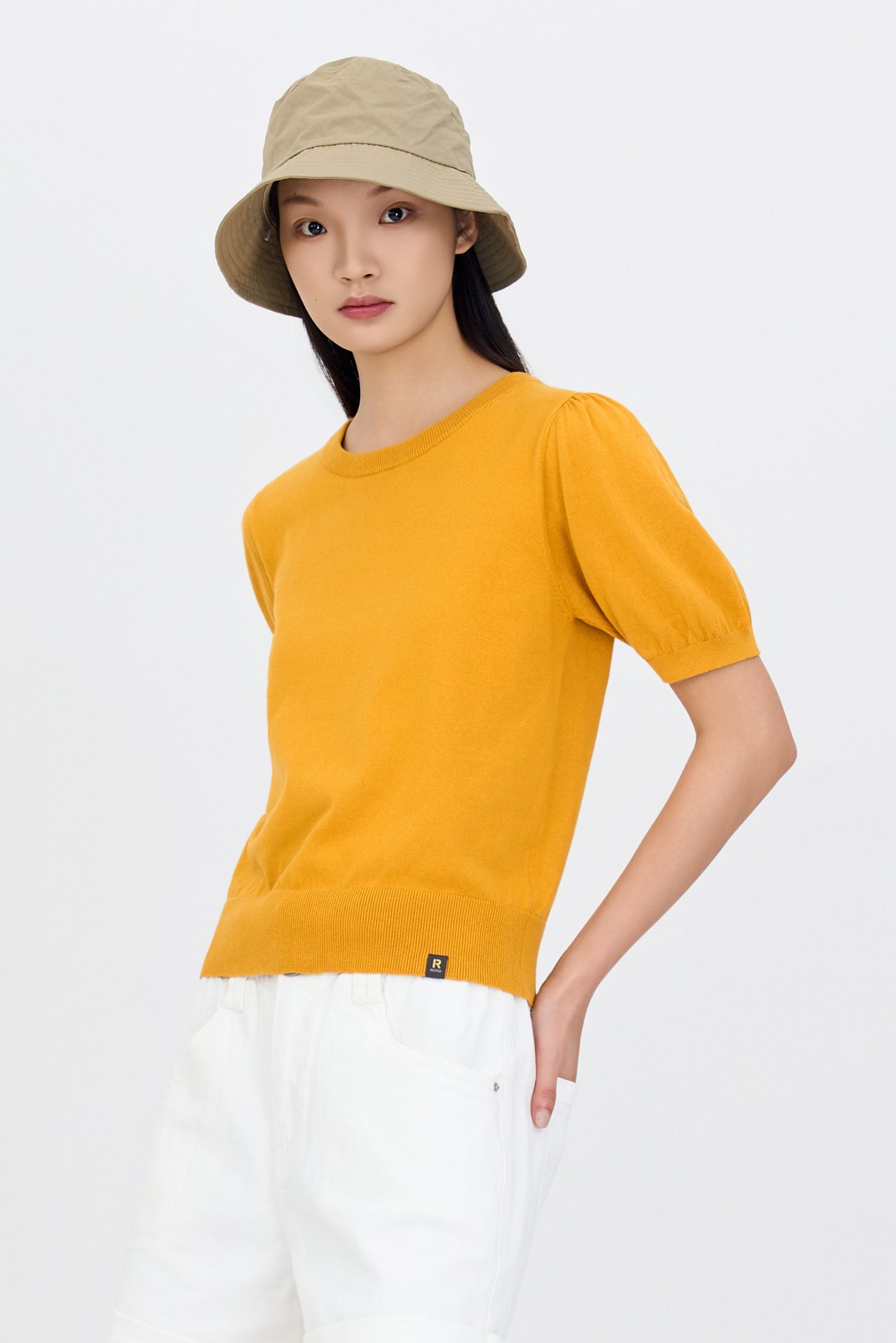Knitted Puff Sleeve Top - Sunray