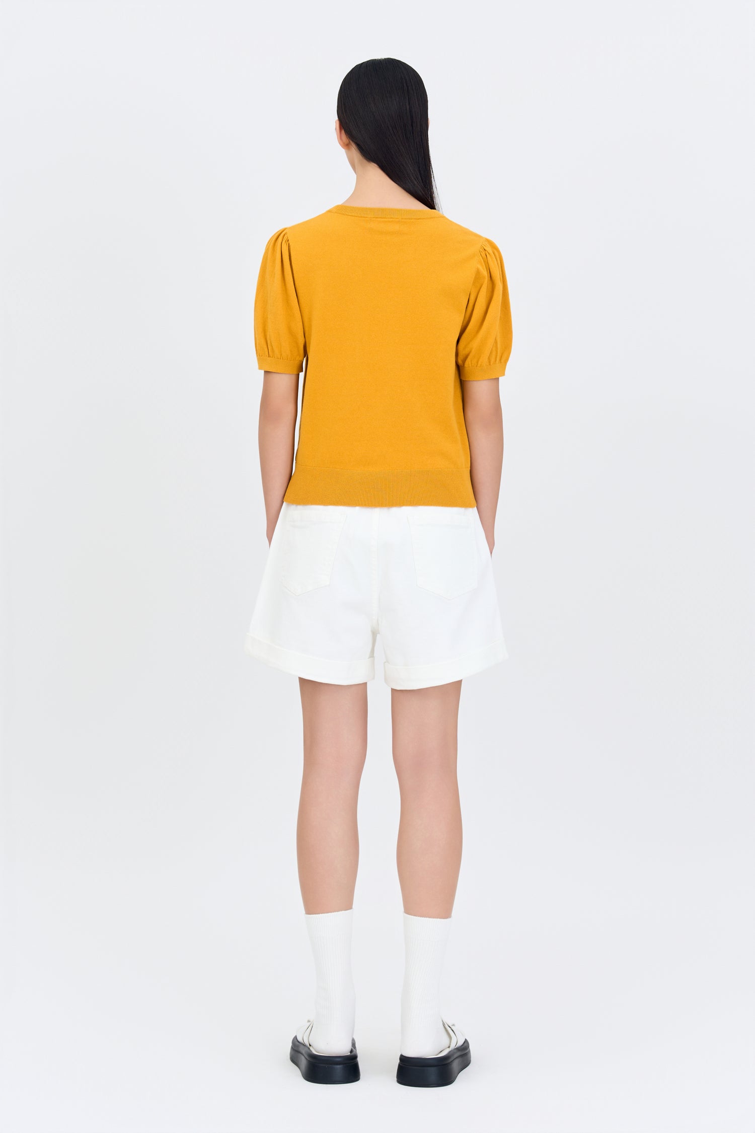 Knitted Puff Sleeve Top - Sunray