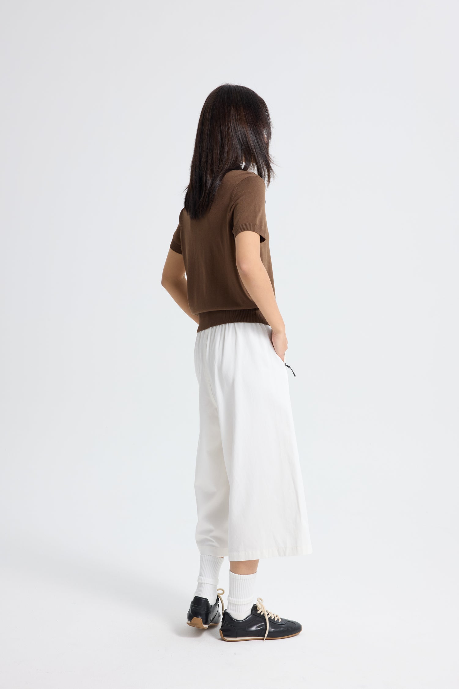 Knitted Short Sleeve Top - Cocoa