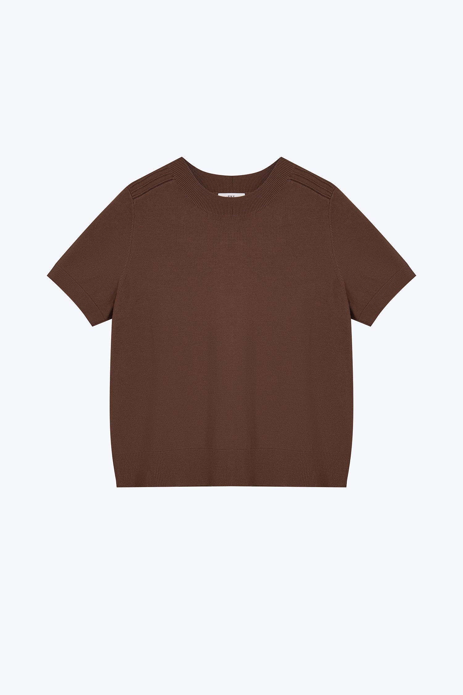 Knitted Short Sleeve Top - Cocoa