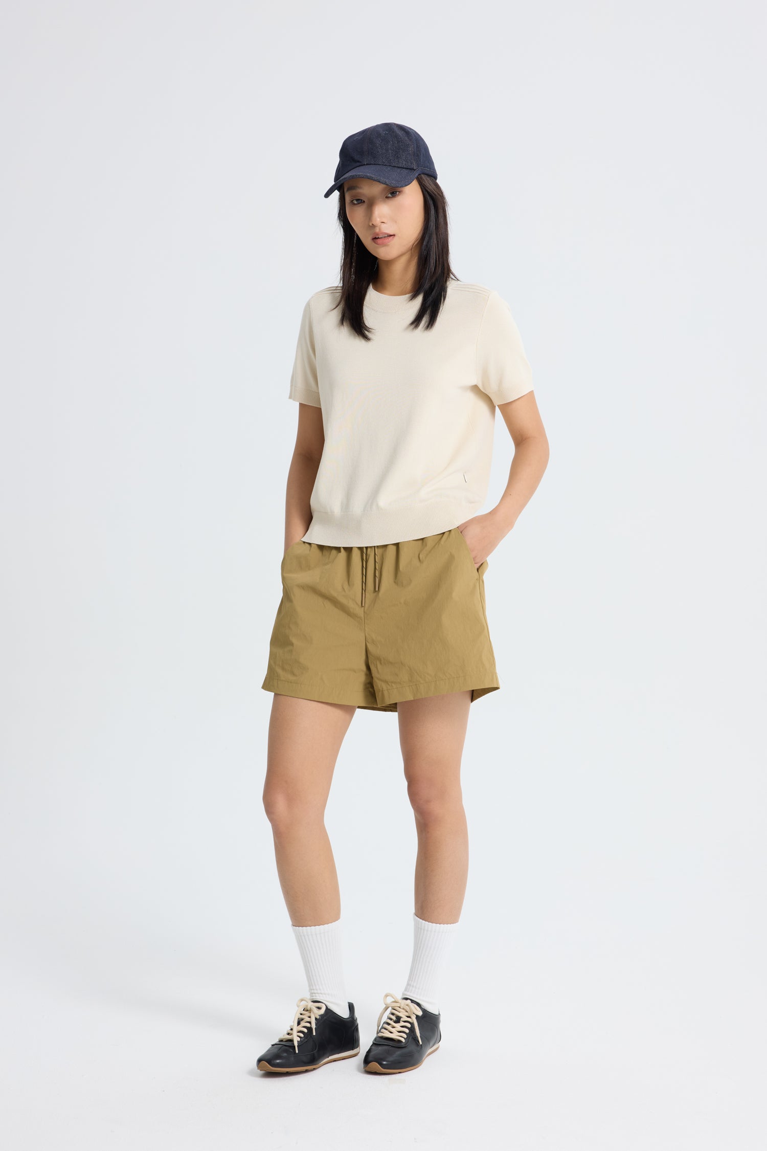Knitted Short Sleeve Top - Ecru