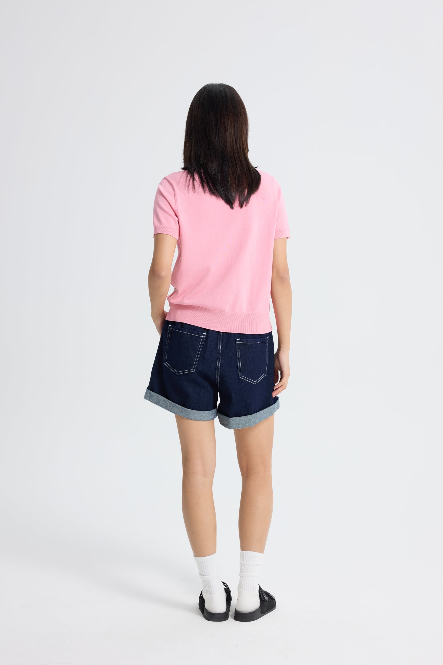 Knitted Short Sleeve Top - Pink