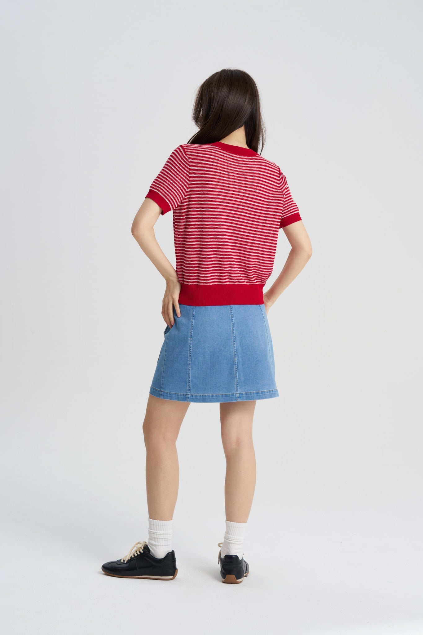 Knitted Striped Top - Stripes Red