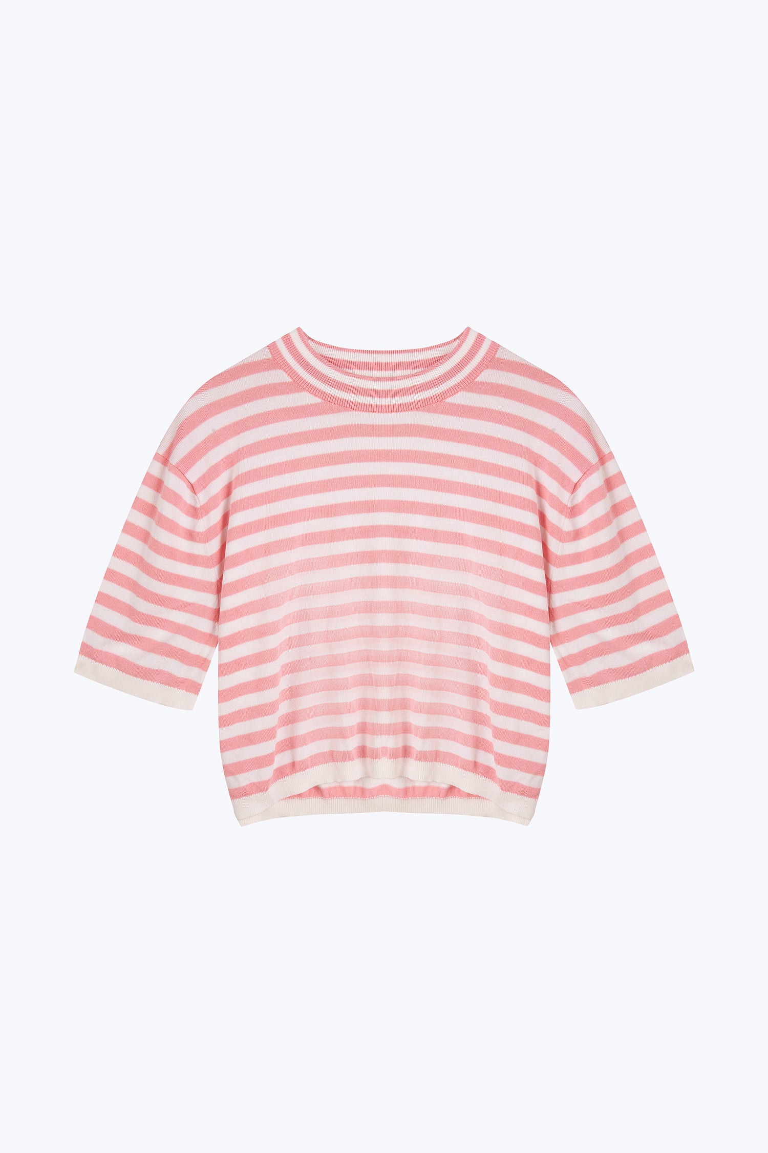 Knitted Drop Shoulders Top - Blush Stripes