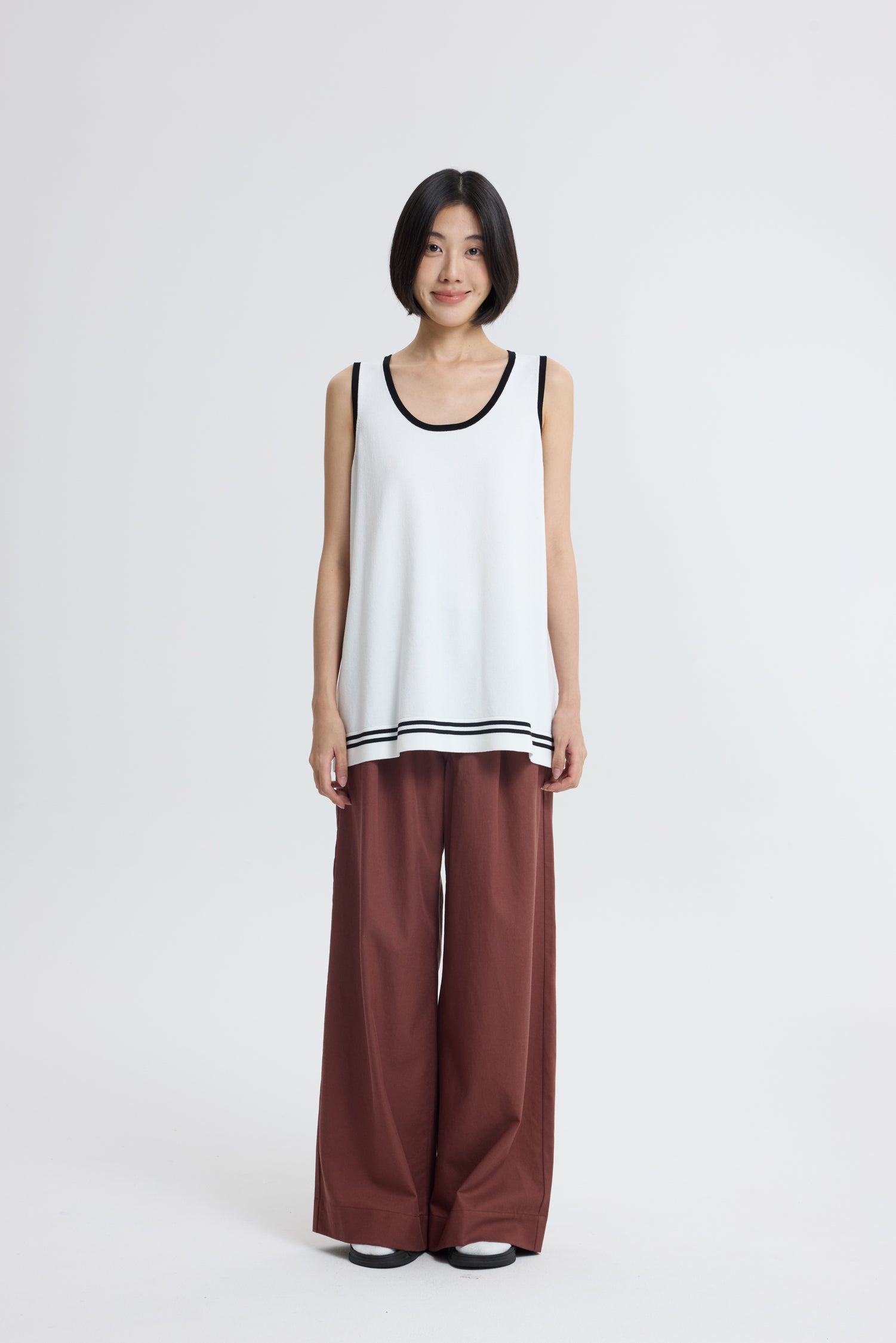 Knitted Sleeveless Tunic - Cream