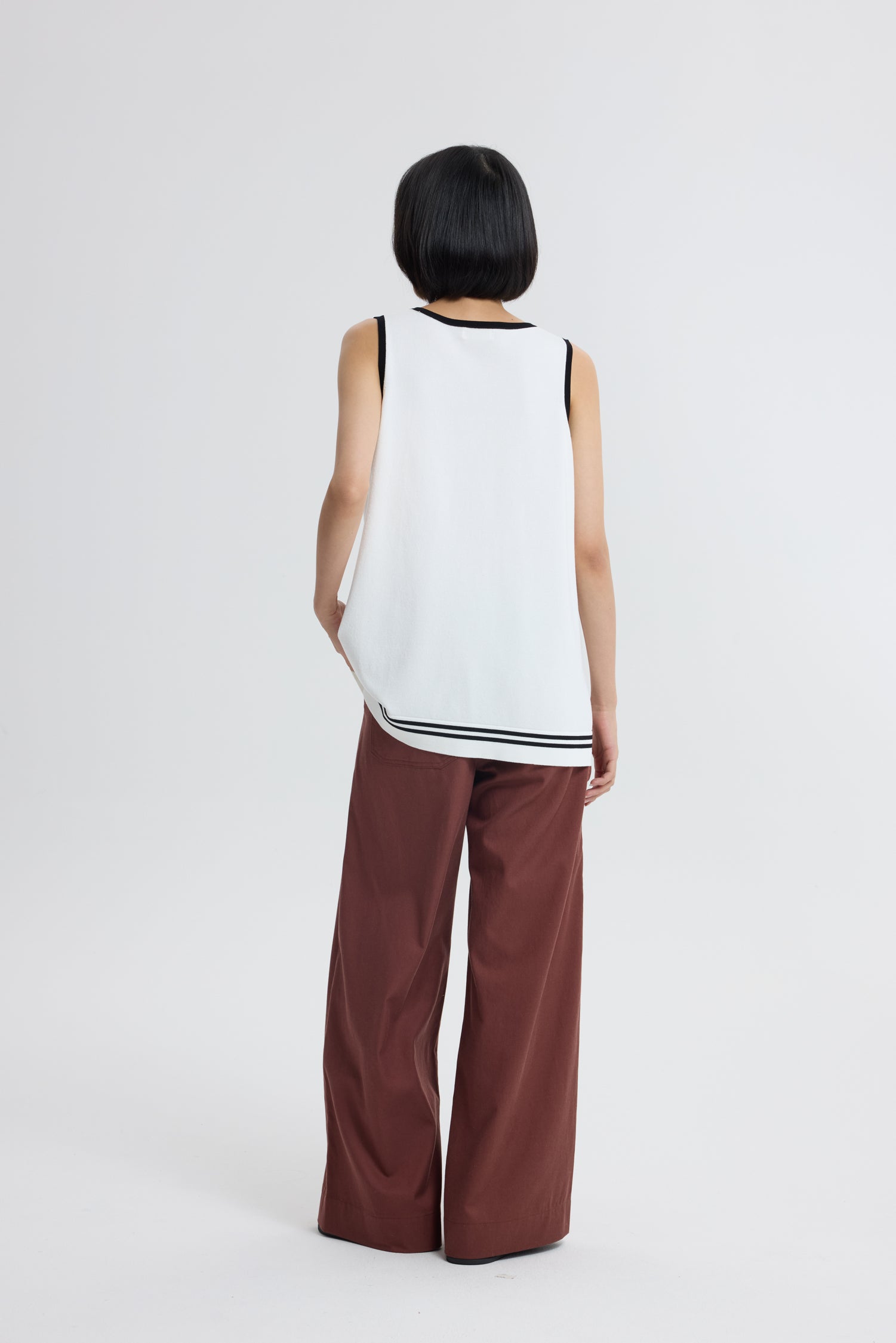 Knitted Sleeveless Tunic - Cream