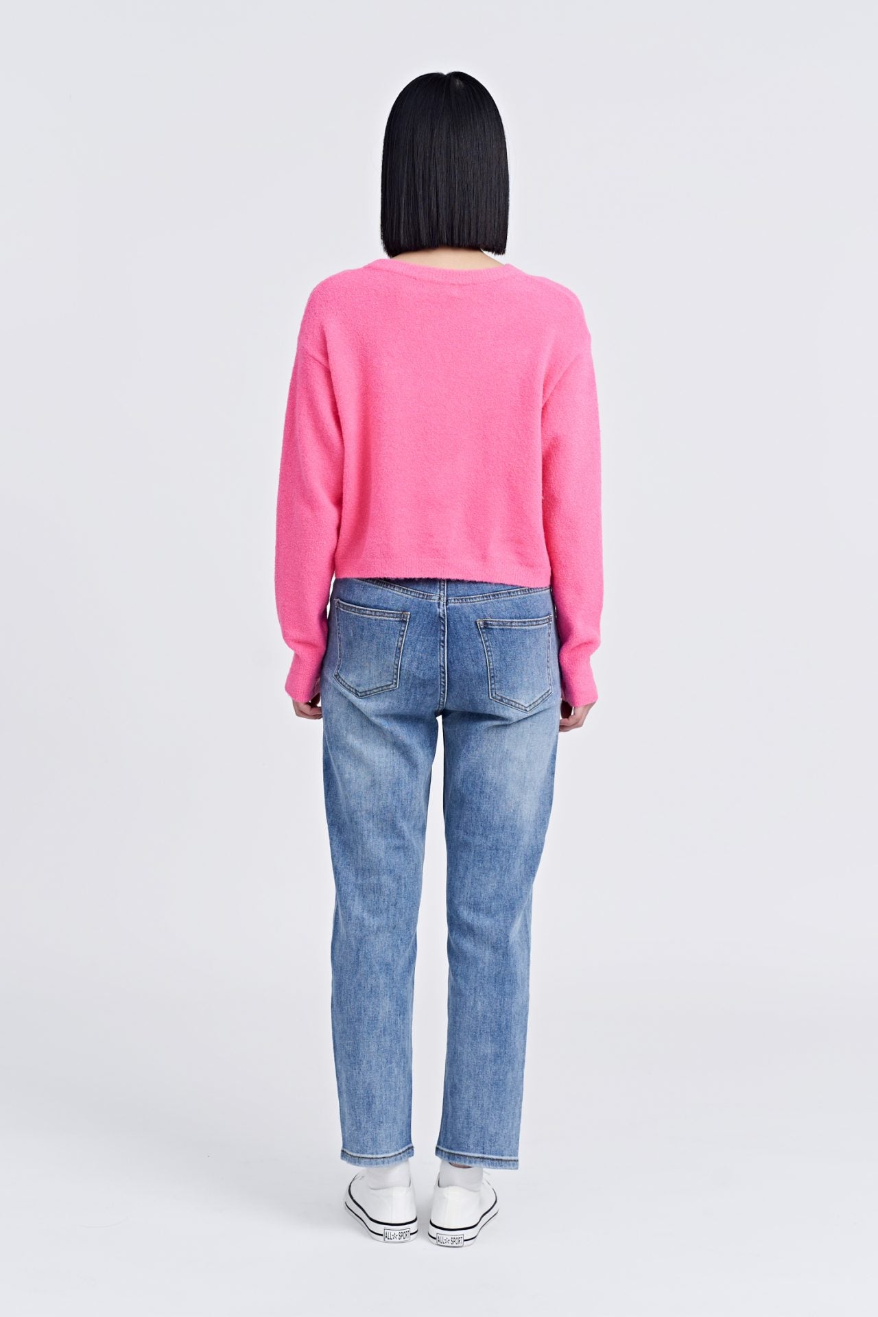 Knitted Textured Sweater - Hot Pink