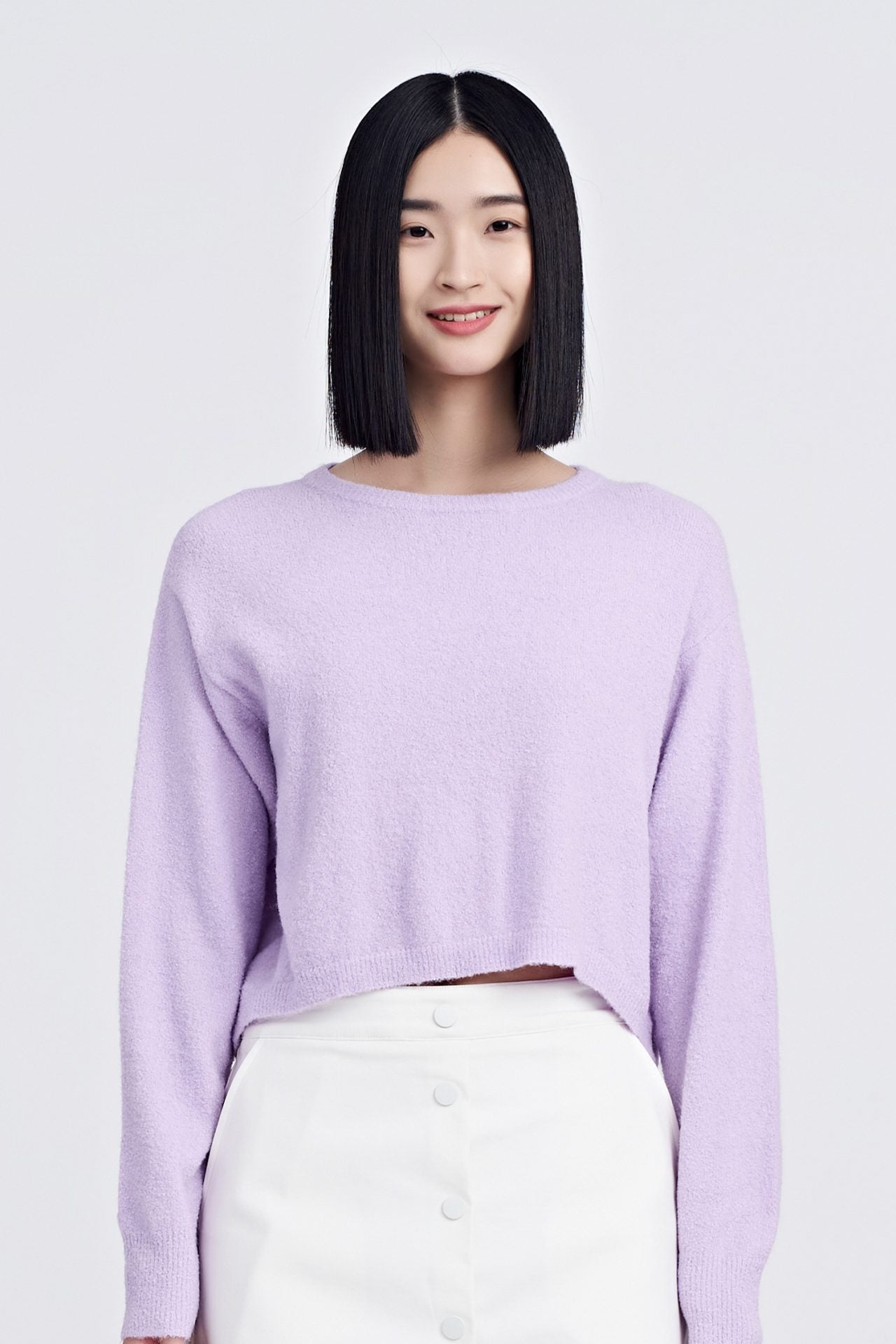 Knitted Textured Sweater - Lilac