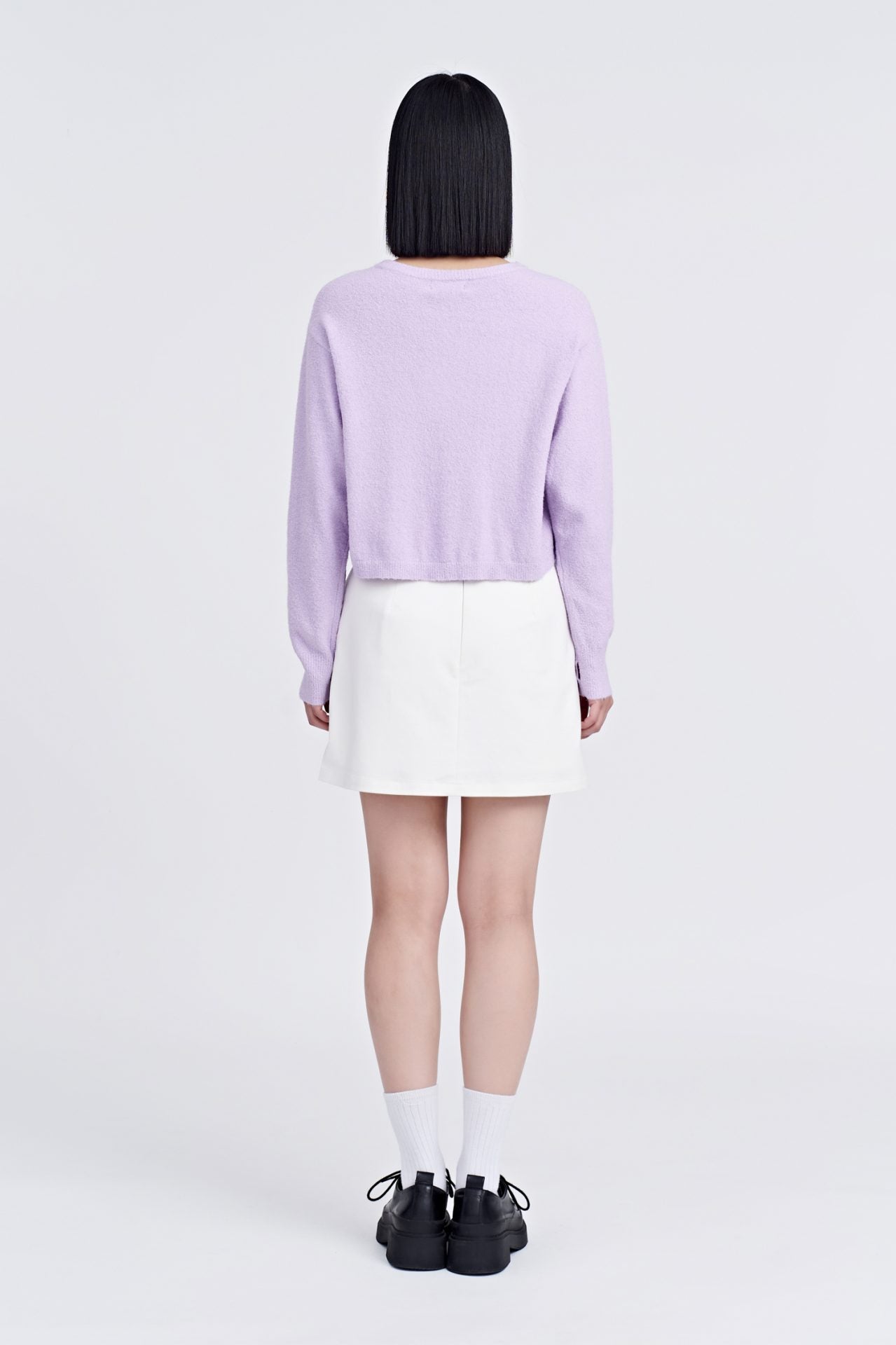 Knitted Textured Sweater - Lilac