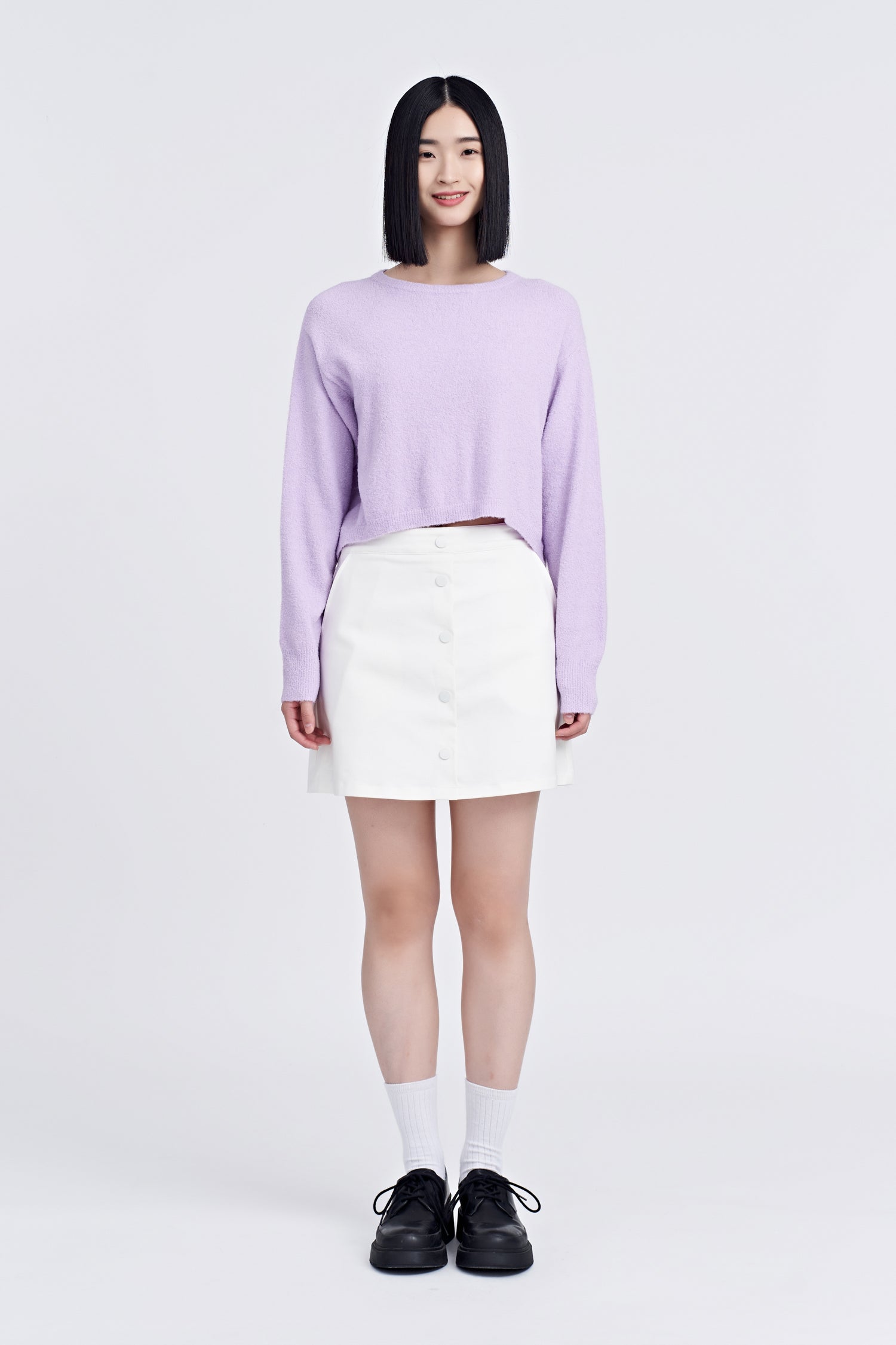 Knitted Textured Sweater - Lilac