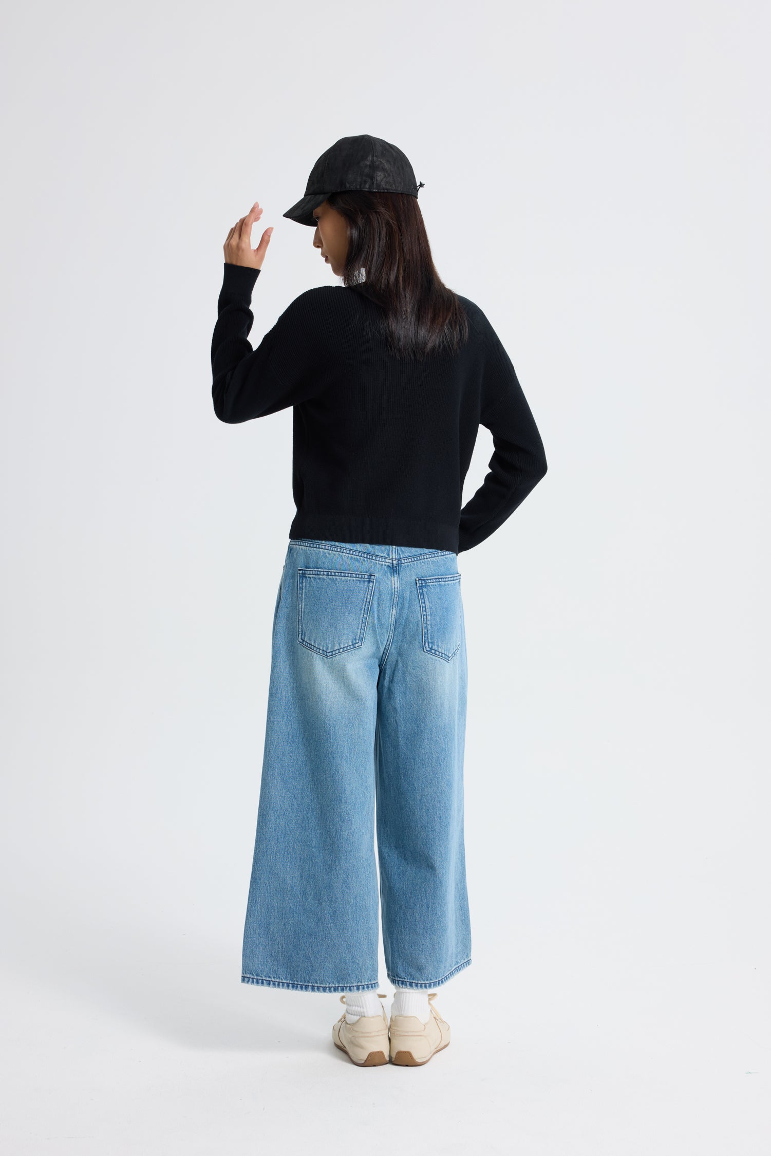 Knitted Boat Neck Top - Black