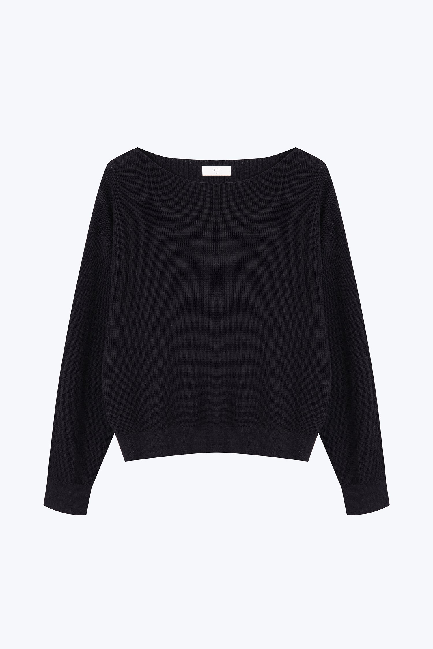 Knitted Boat Neck Top - Black