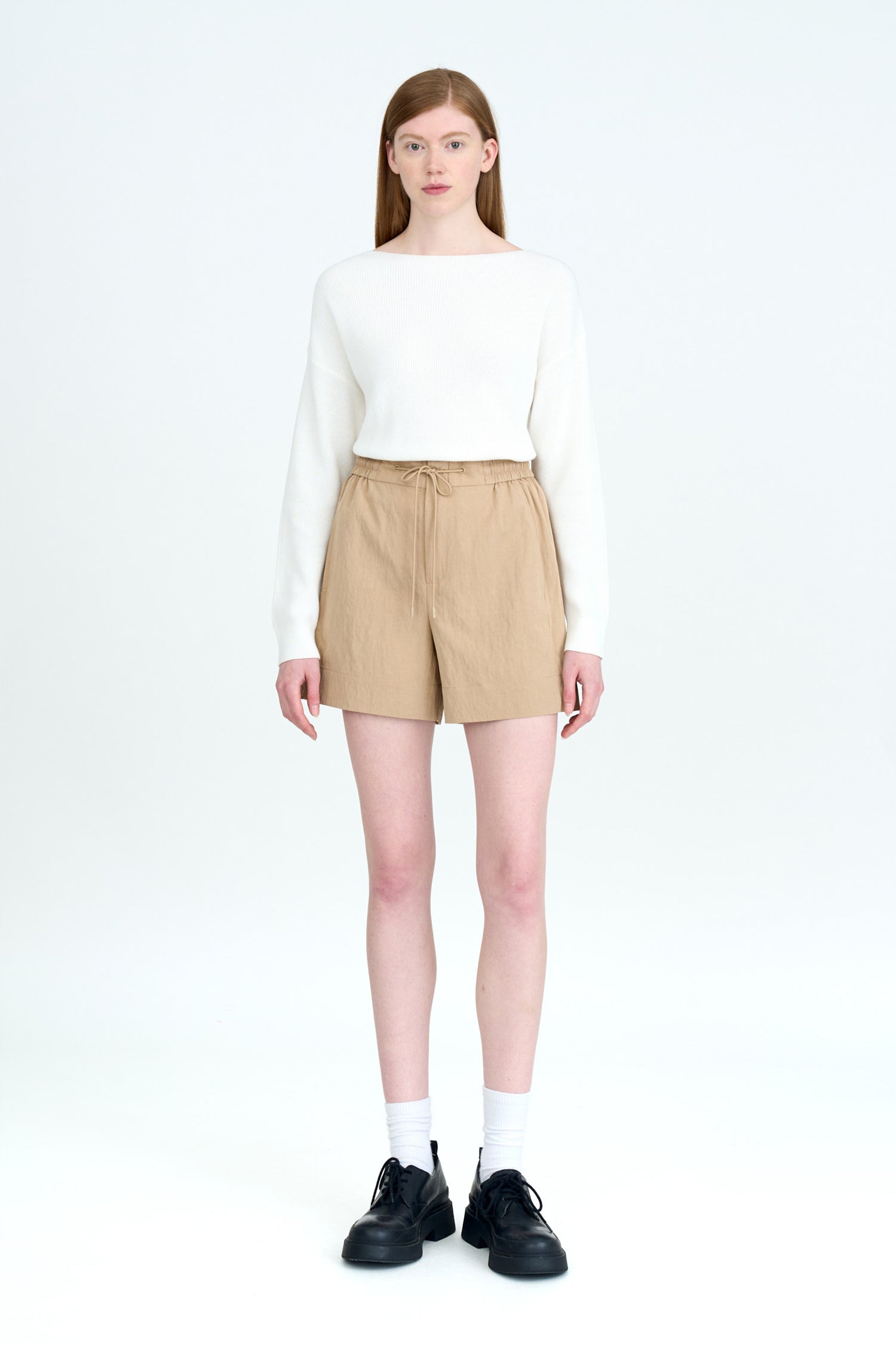 Knitted Boat Neck Top - Cream