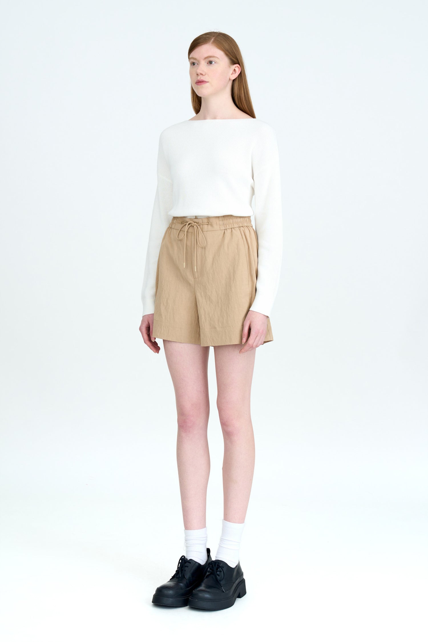 Knitted Boat Neck Top - Cream
