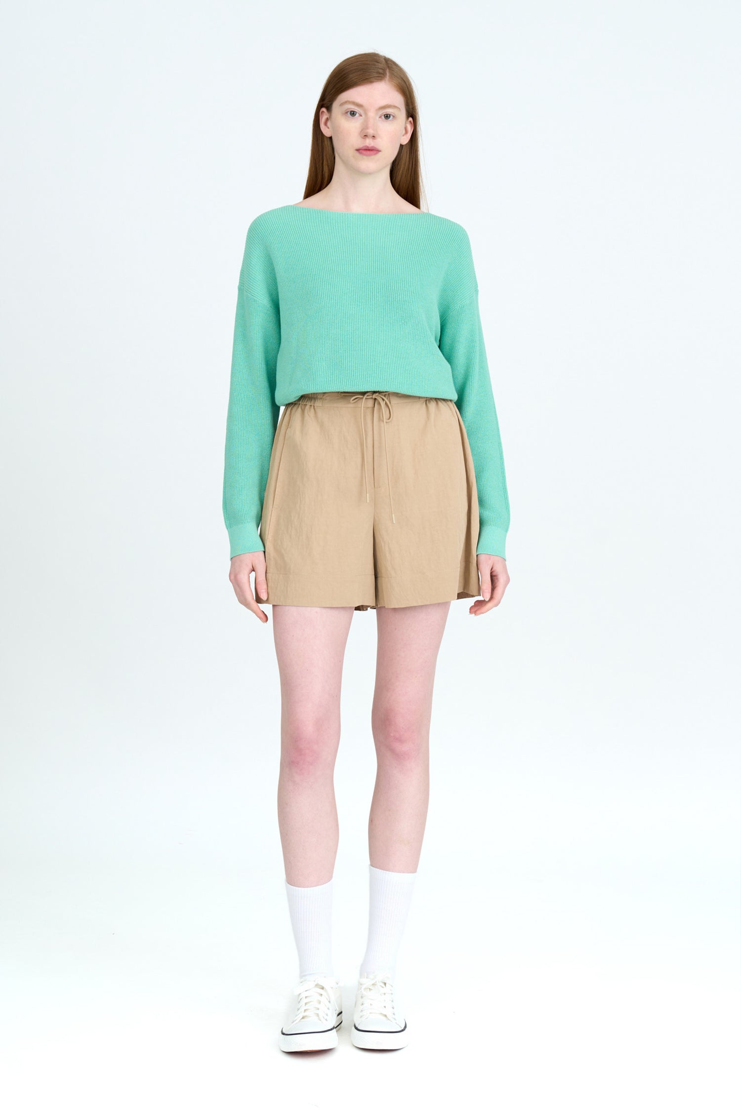 Knitted Boat Neck Top - Mint