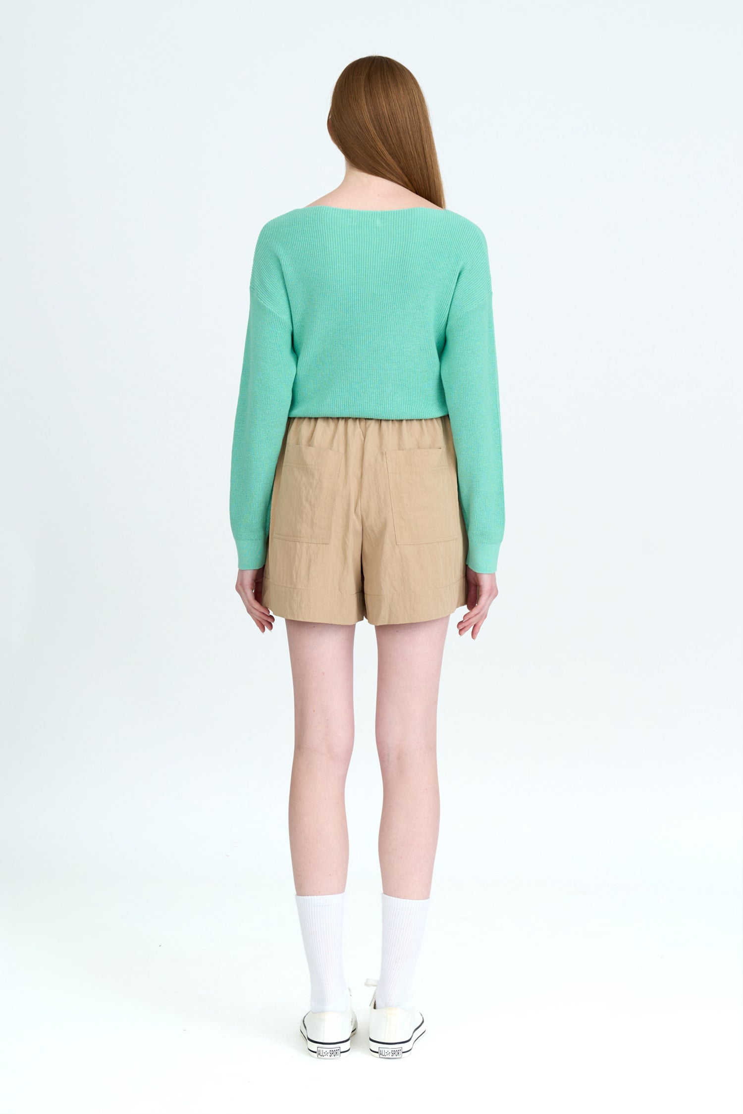 Knitted Boat Neck Top - Mint