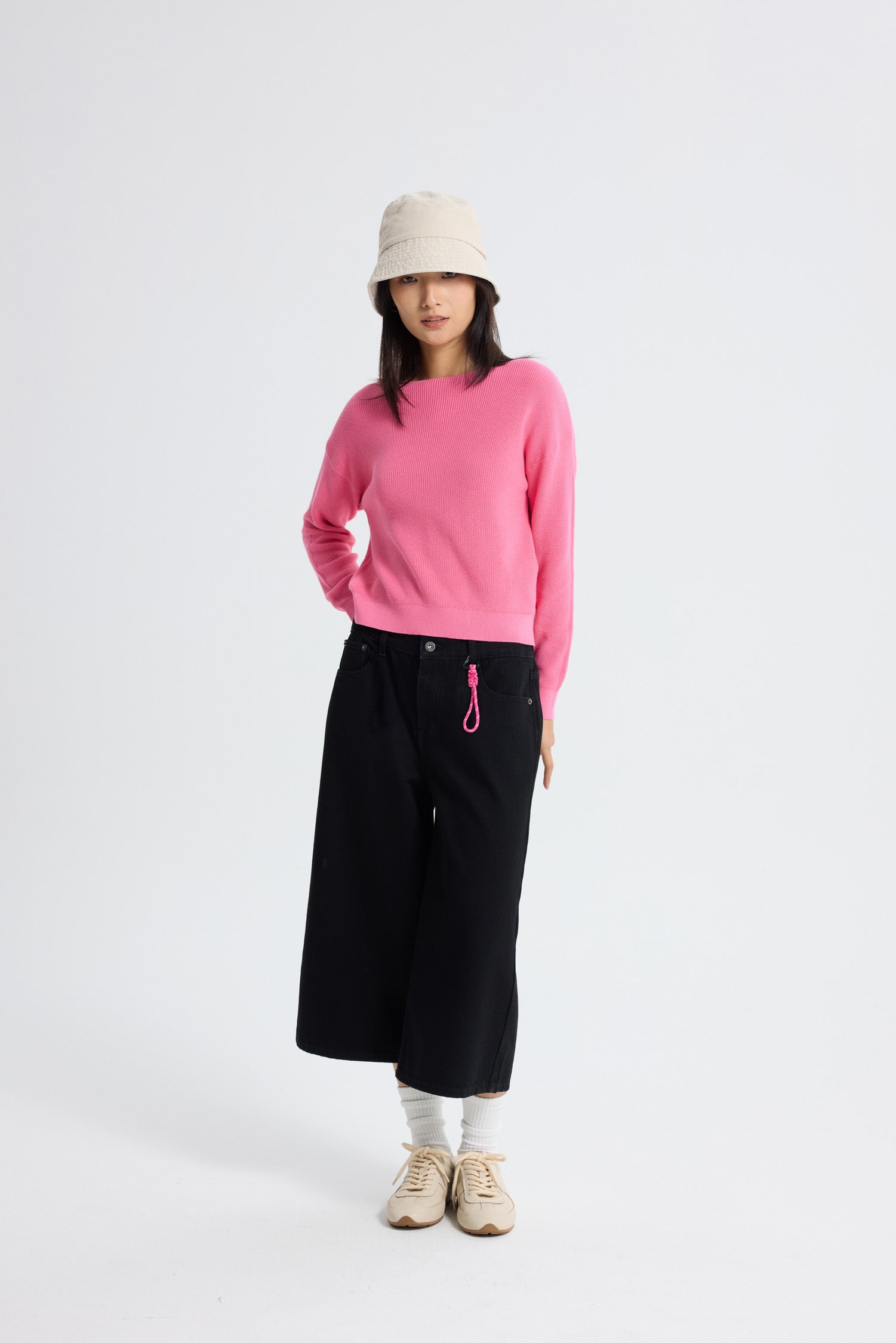 Knitted Boat Neck Top - Pink