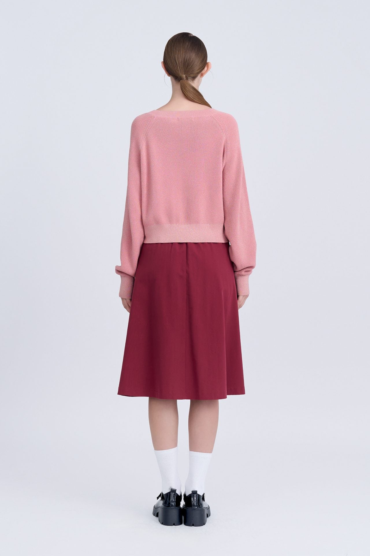 Knitted Long Sleeve Shimmer Sweater - Shimmer Blush