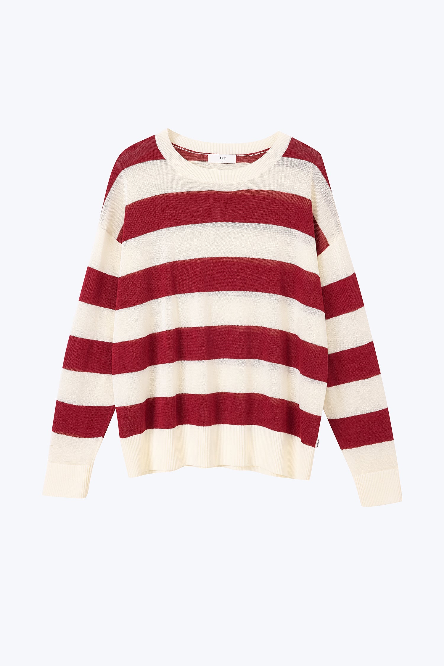 Knitted Bold Stripes Sweater - Stripes Burgundy