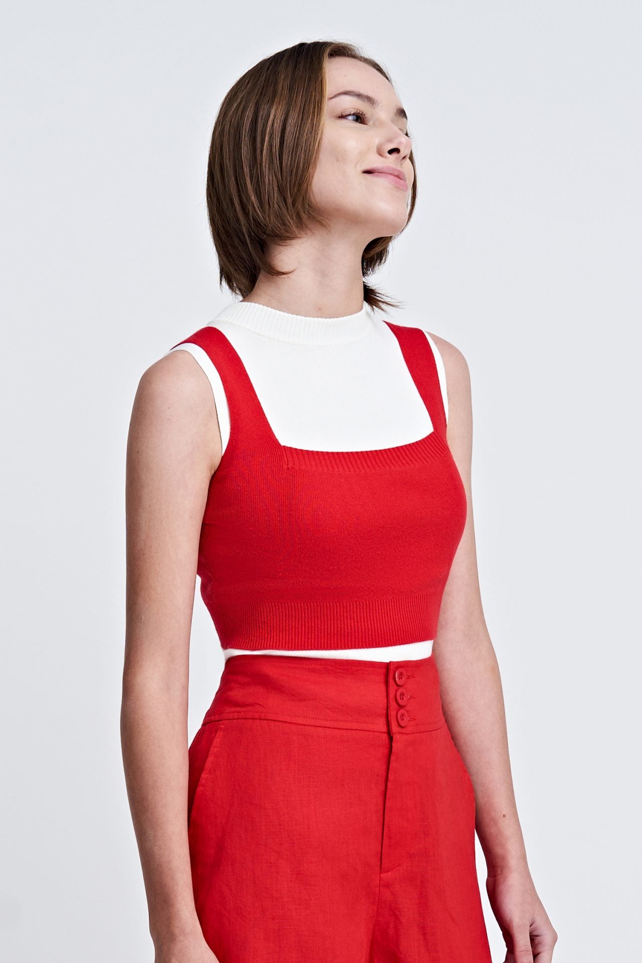 Knit Square Neck Crop Top