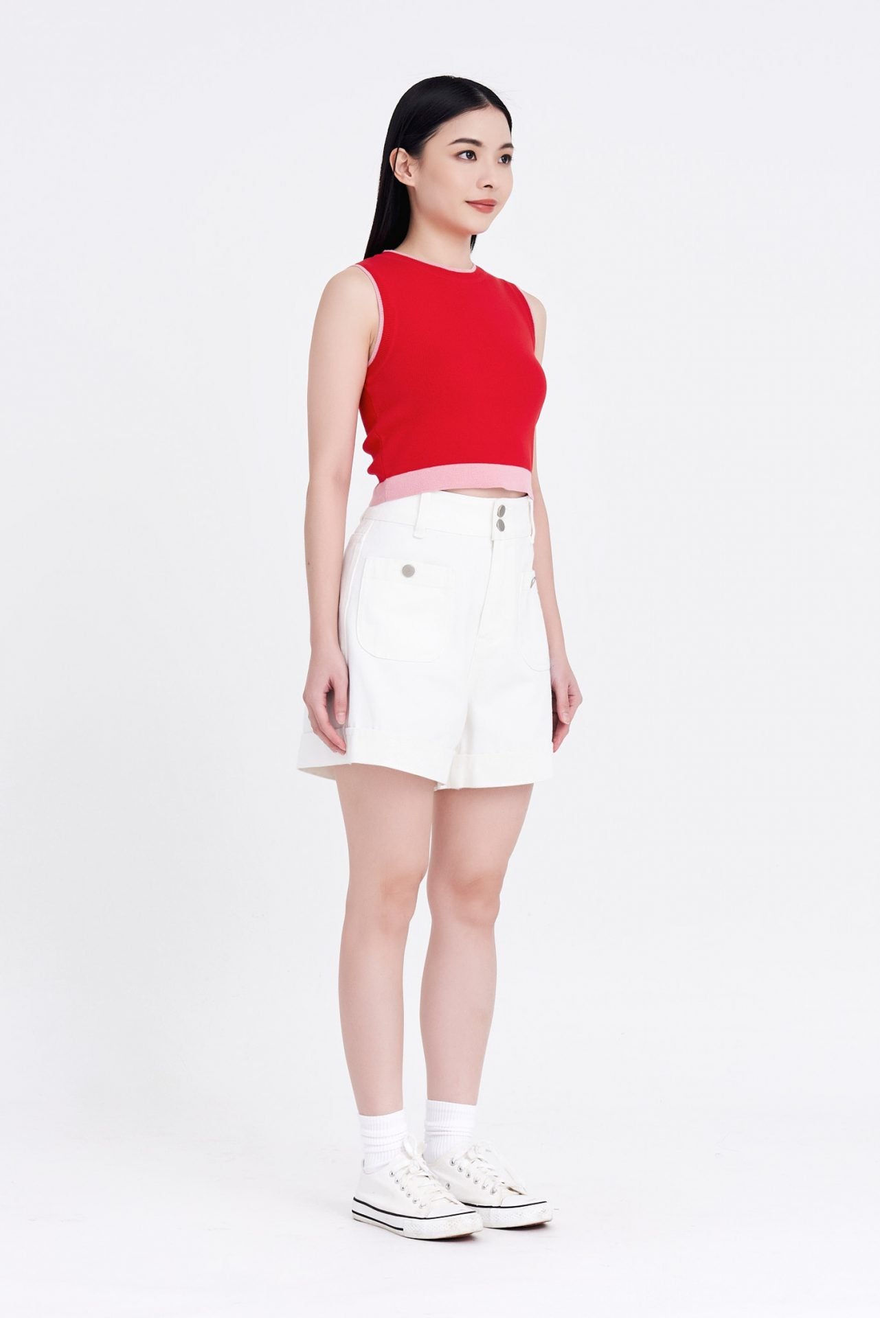 Knitted Colourblock Cropped Top