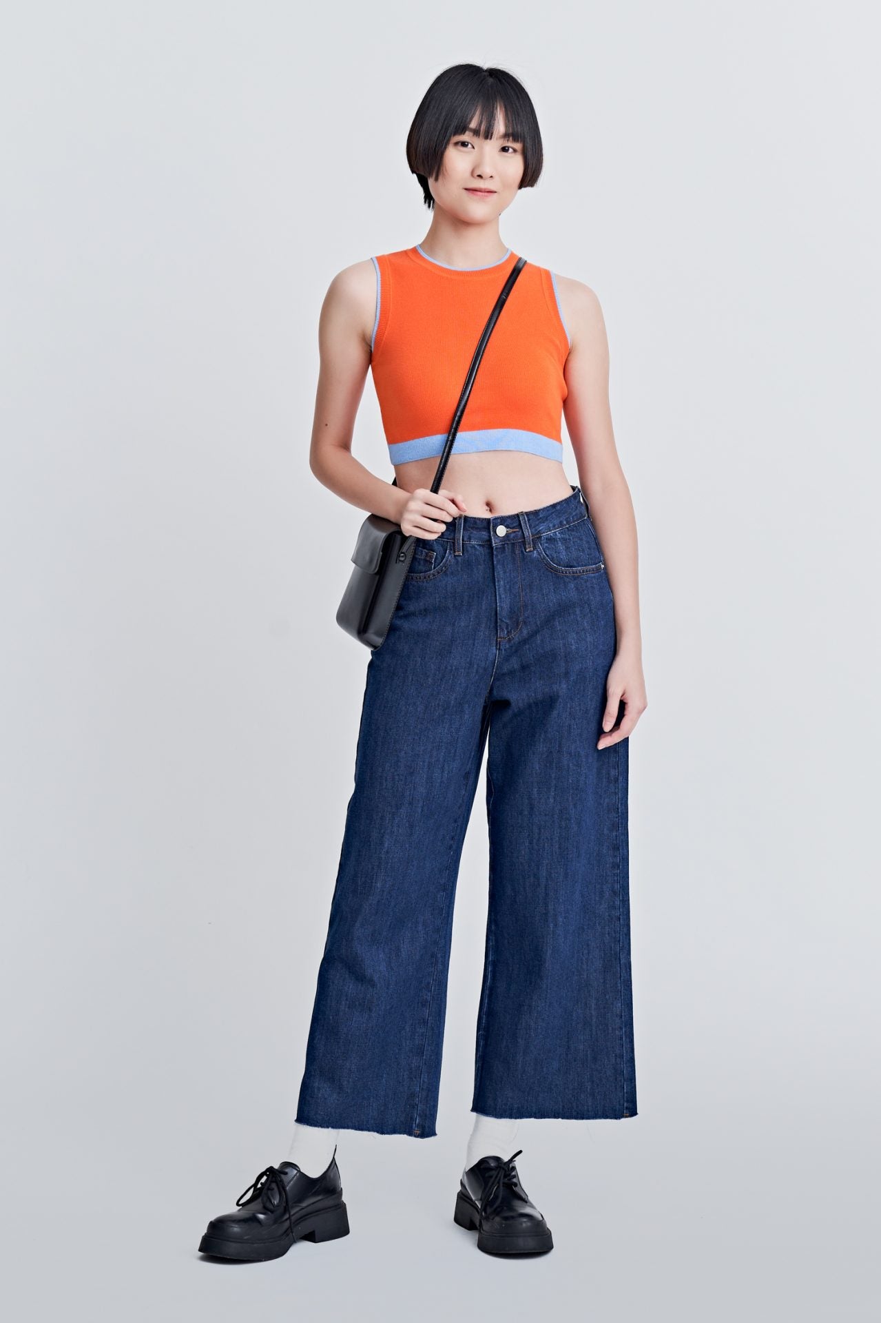 Knitted Colourblock Cropped Top