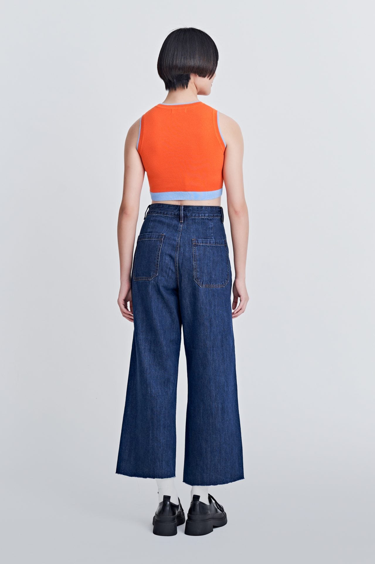 Knitted Colourblock Cropped Top