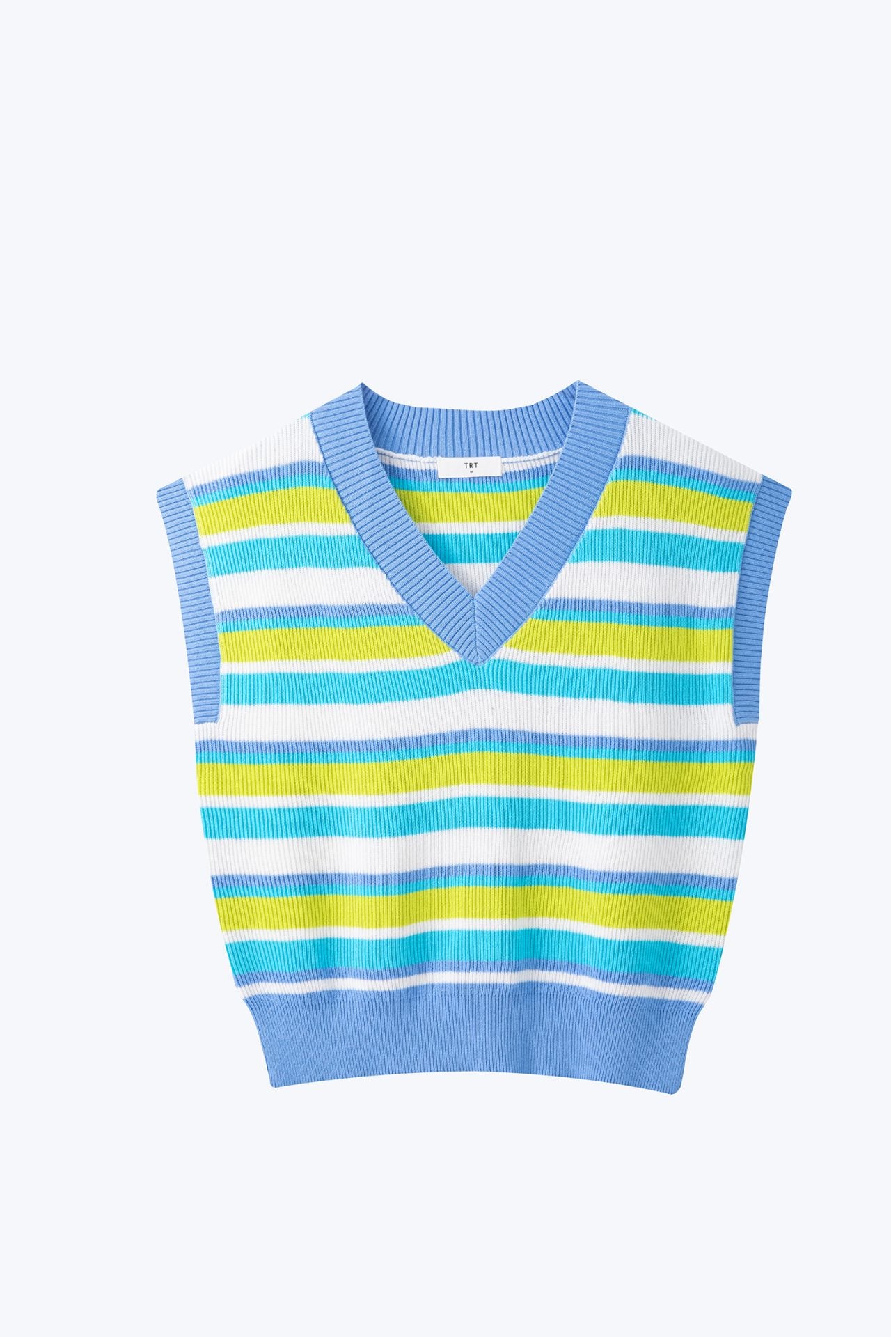Knitted Striped Vest - Sky Stripes