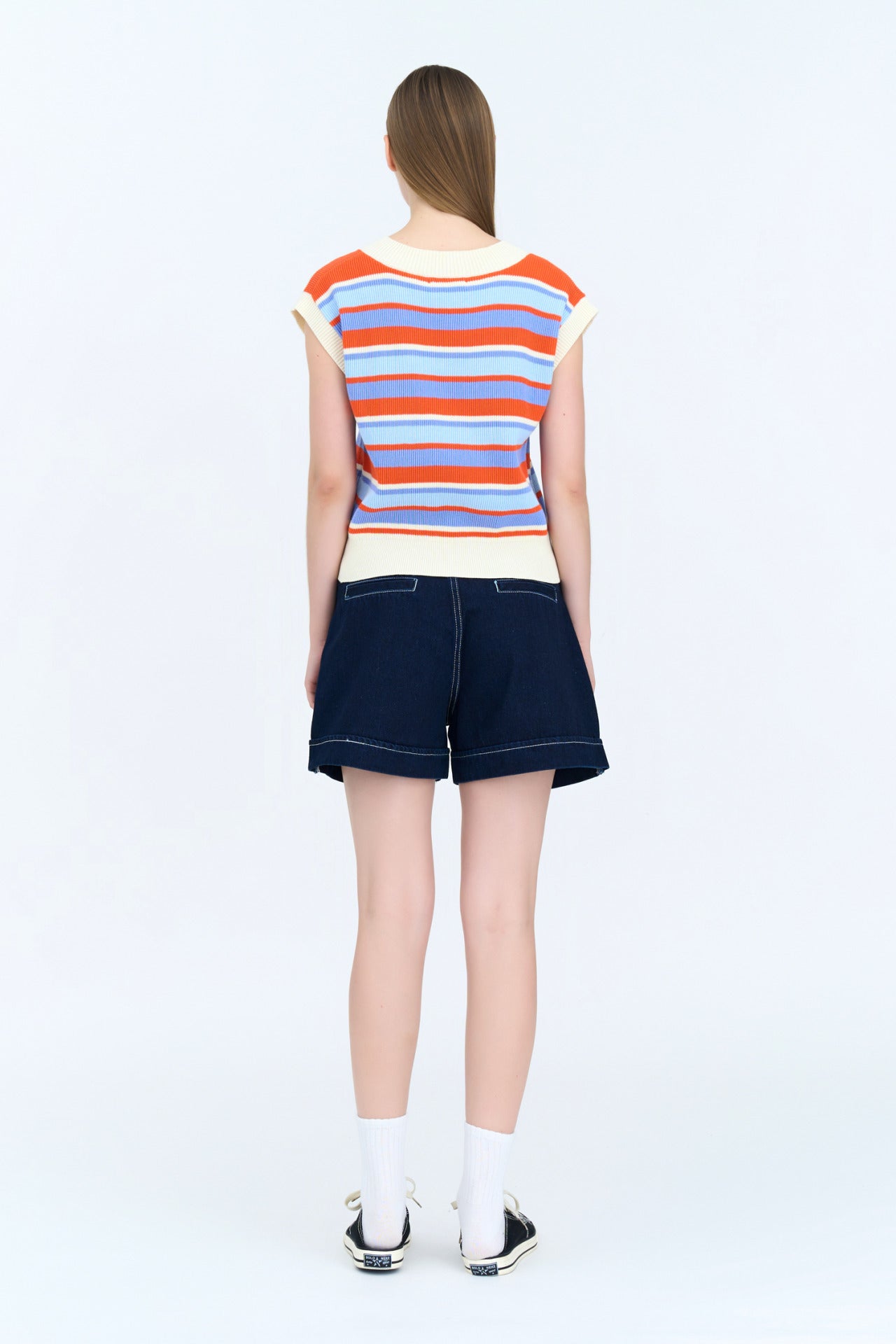 Knitted Striped Vest - Periwinkle Stripes