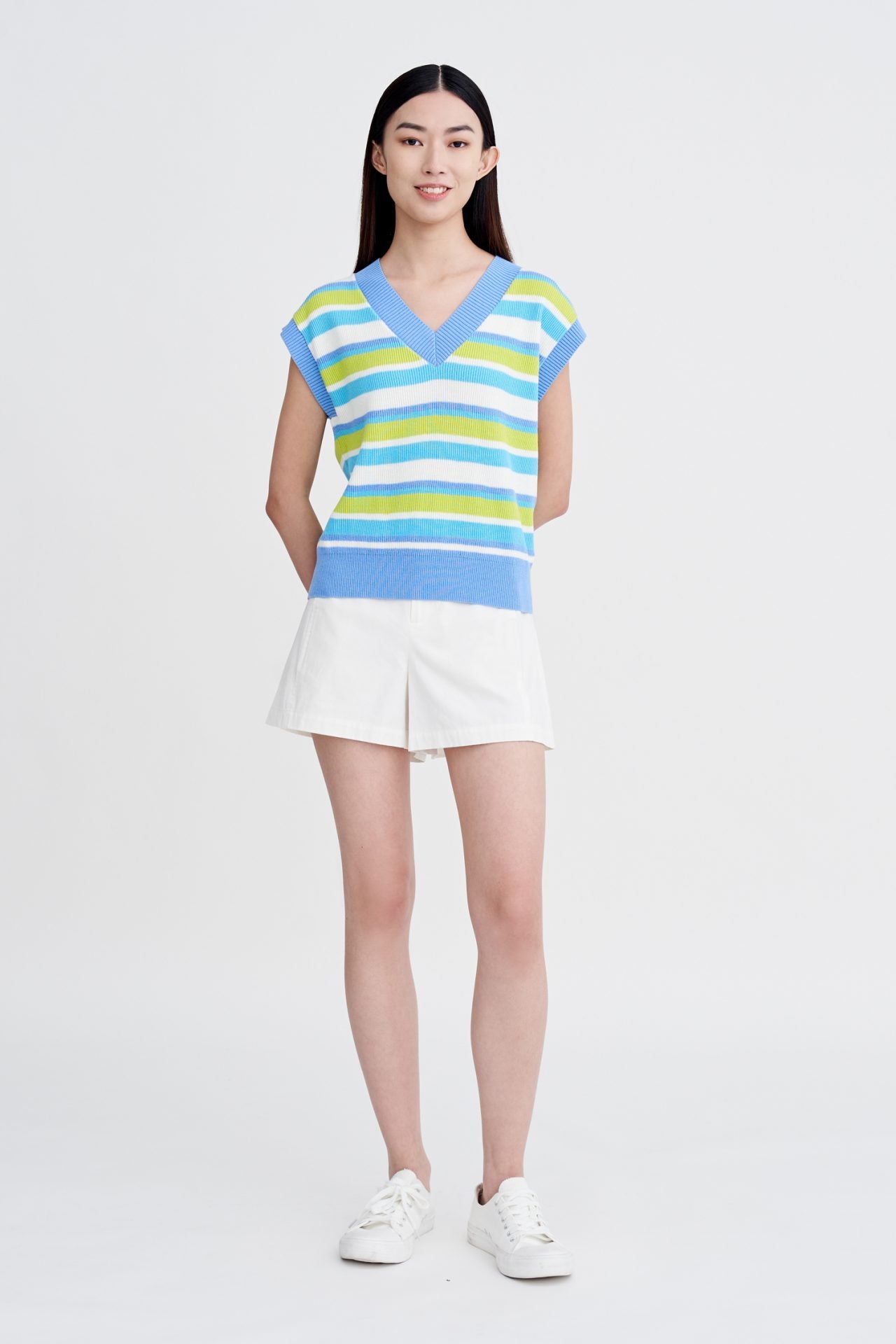 Knitted Striped Vest - Sky Stripes