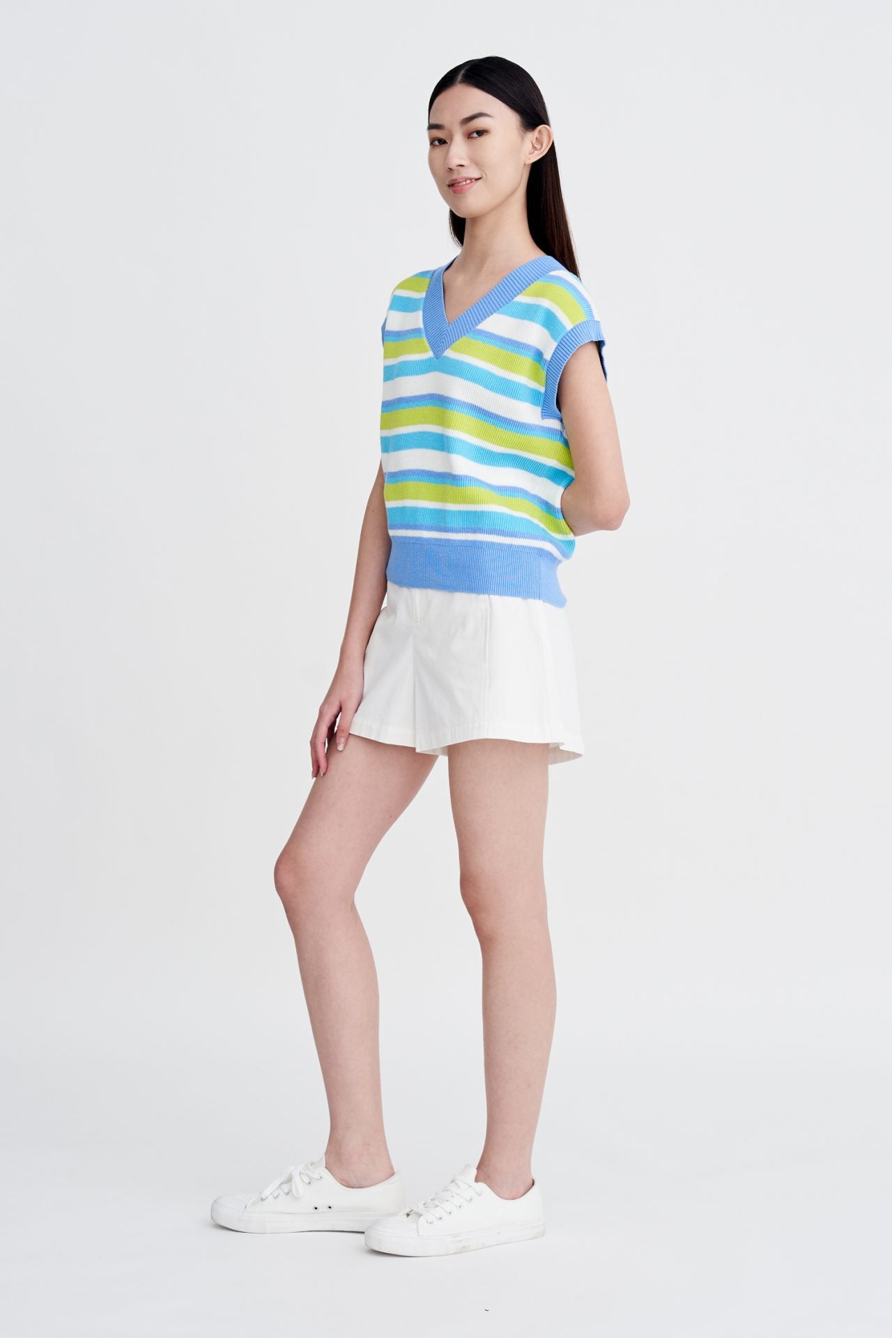 Knitted Striped Vest - Sky Stripes