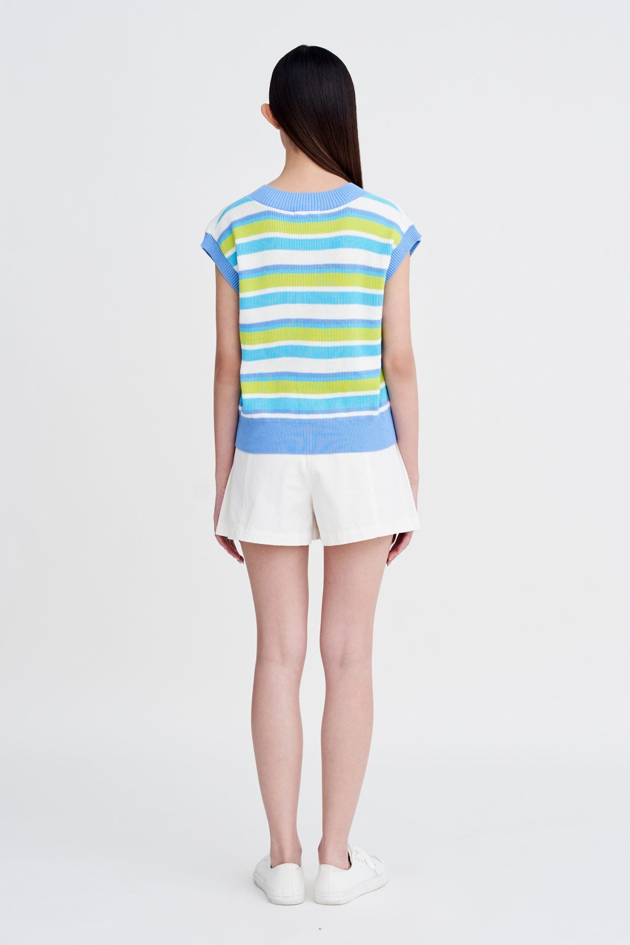 Knitted Striped Vest - Sky Stripes