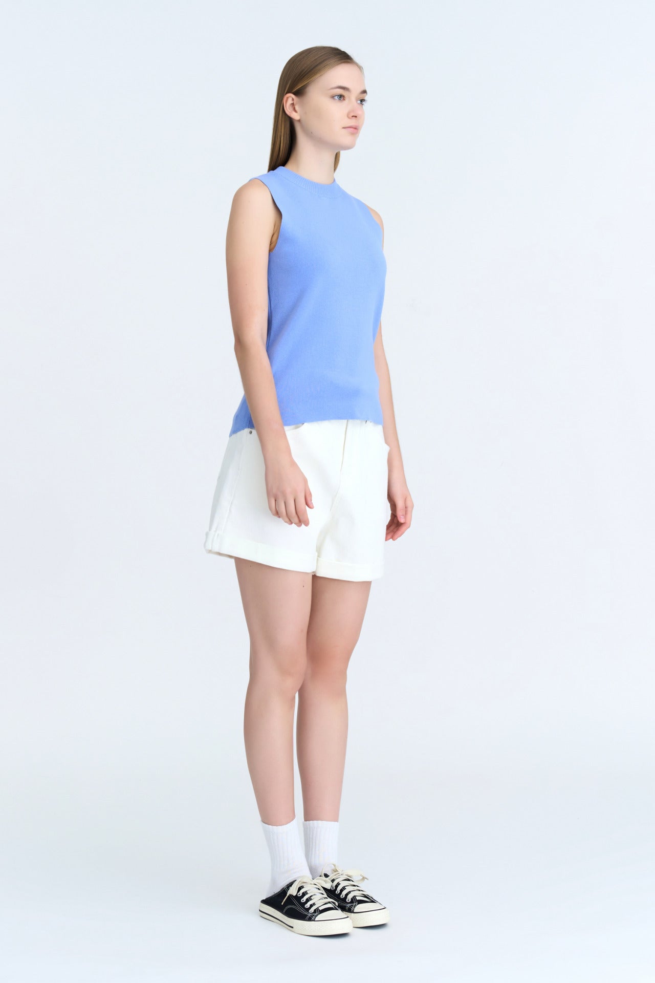 Knit Regular Sleeveless Top - Periwinkle