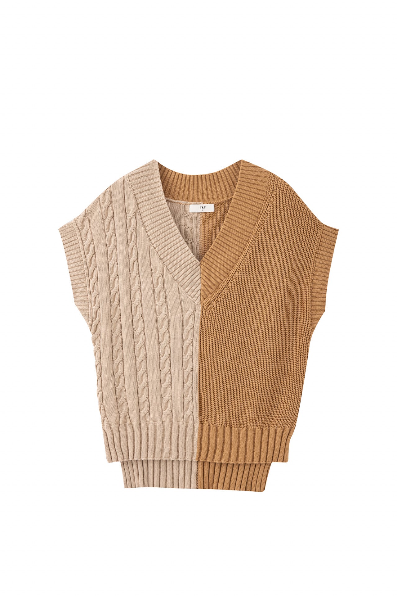 Asymmetric Cable Knit Sweater - Khaki