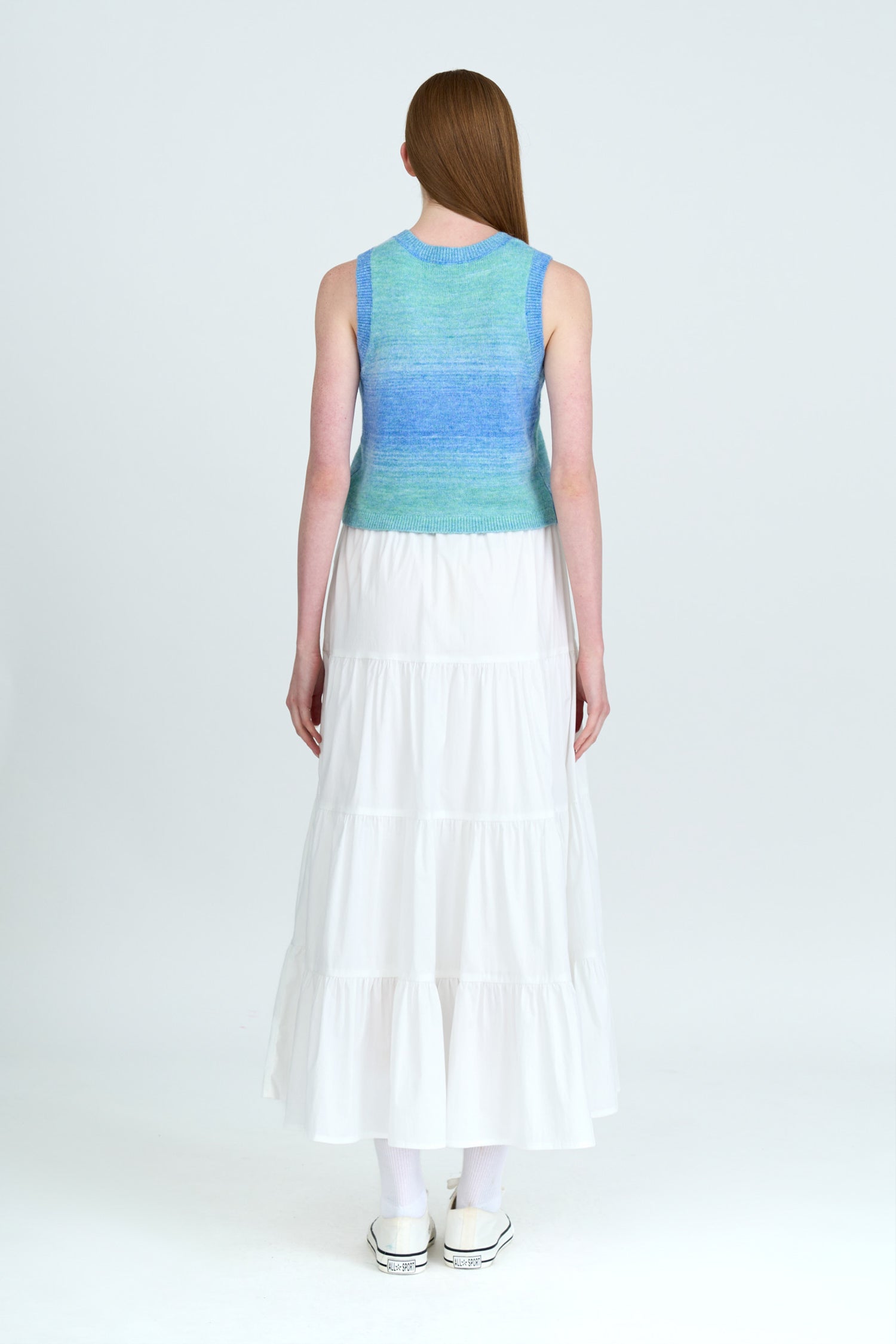 Knitted Gradient Sleeveless Top - Aqua