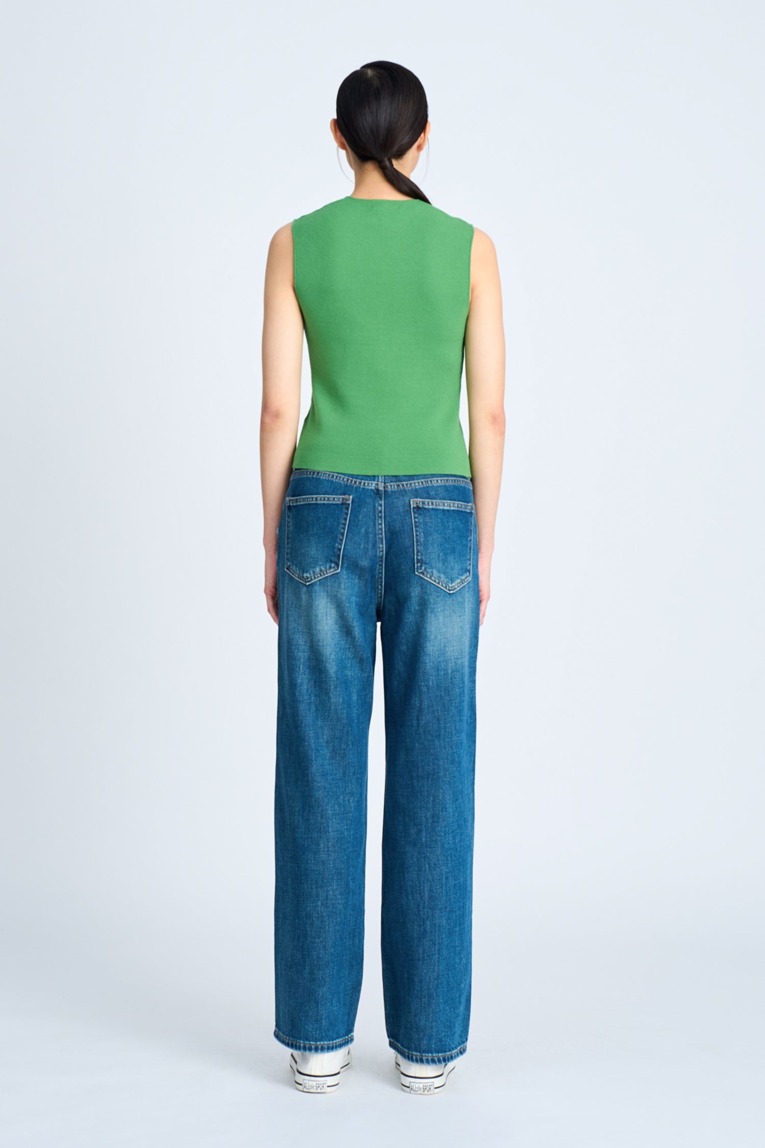 Knitted Front Ruche Top - Clover Green