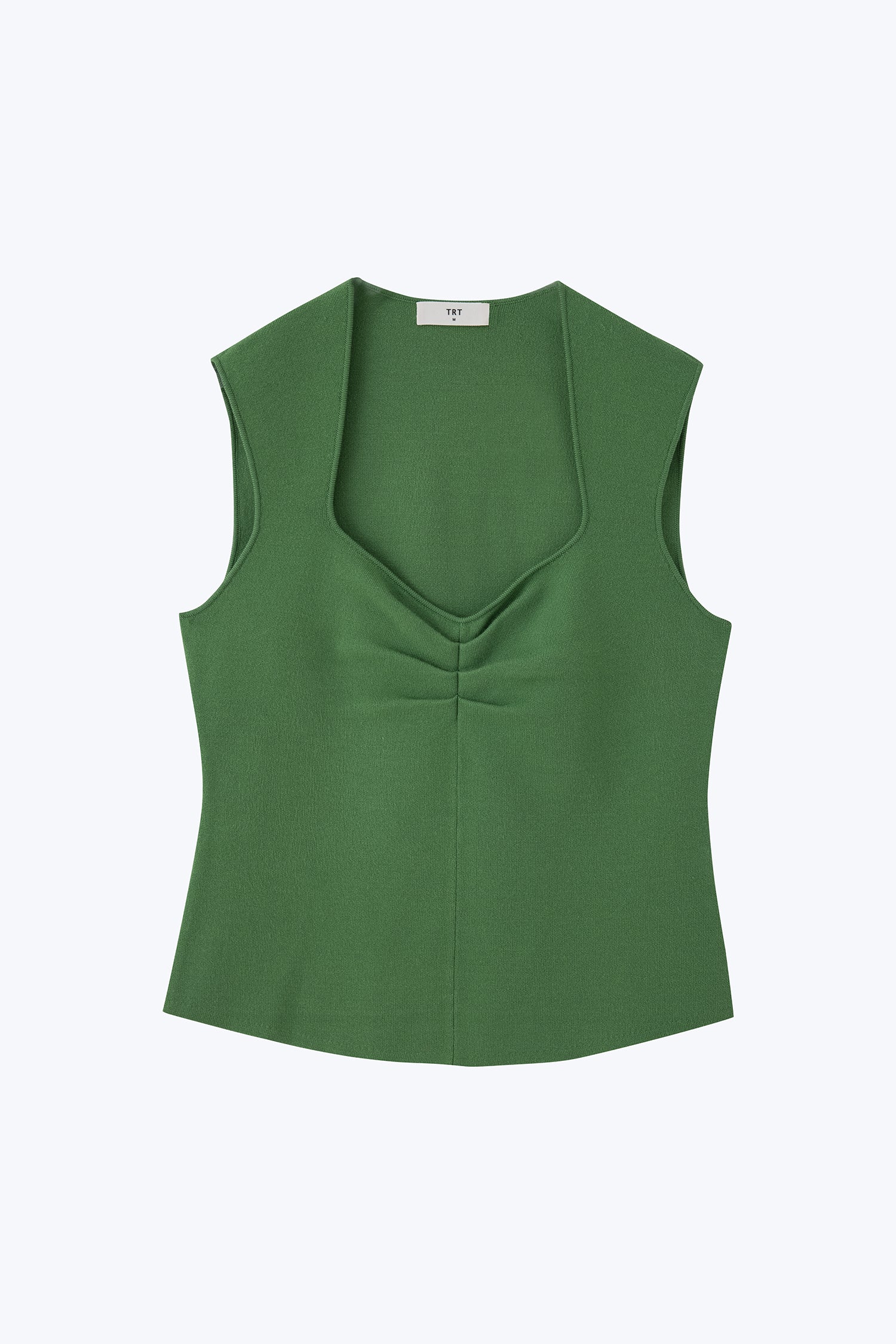 Knitted Front Ruche Top - Clover Green