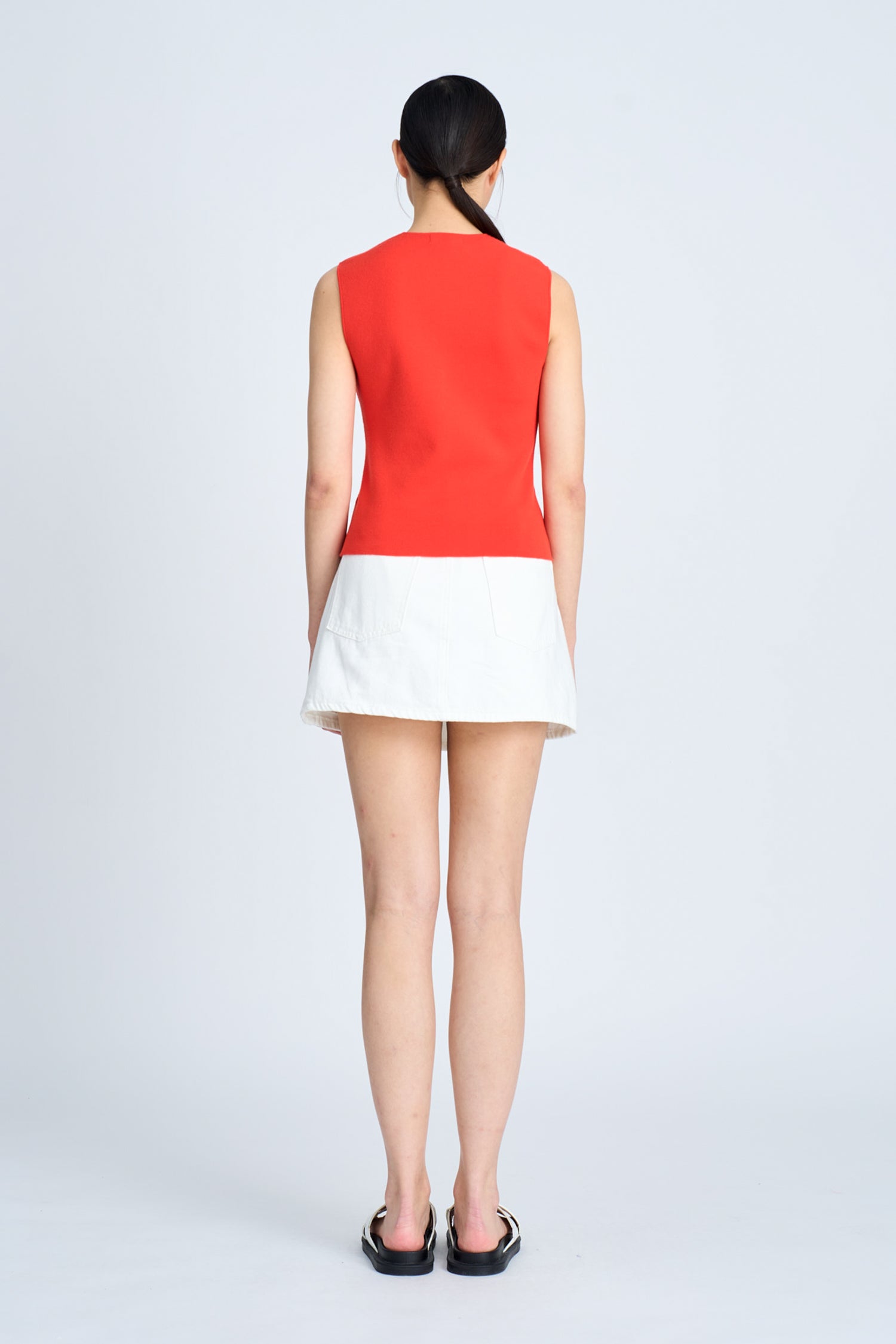 Knitted Front Ruche Top - Vermillion