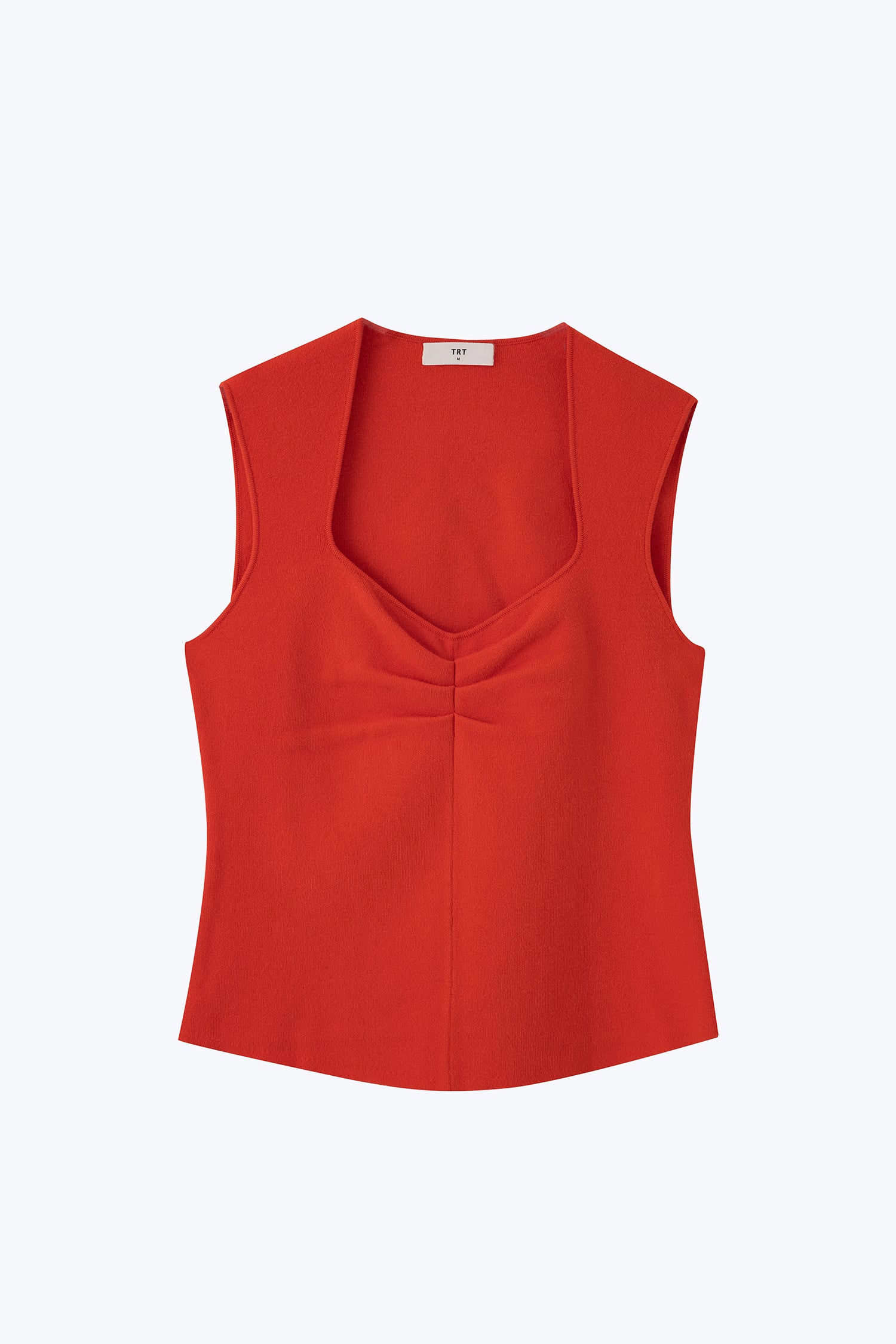 Knitted Front Ruche Top - Vermillion