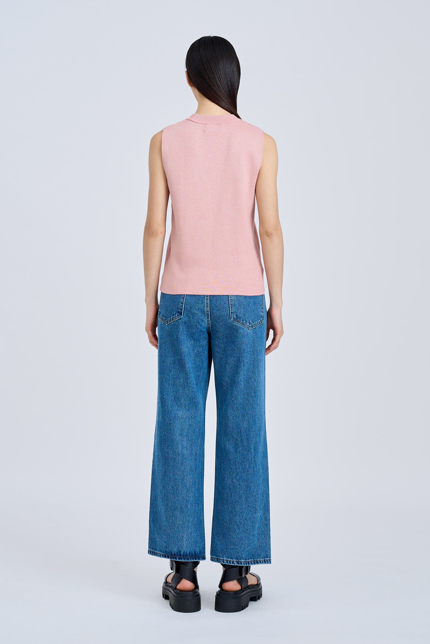 Knitted Sleeveless Shimmer Top - Shimmer Blush