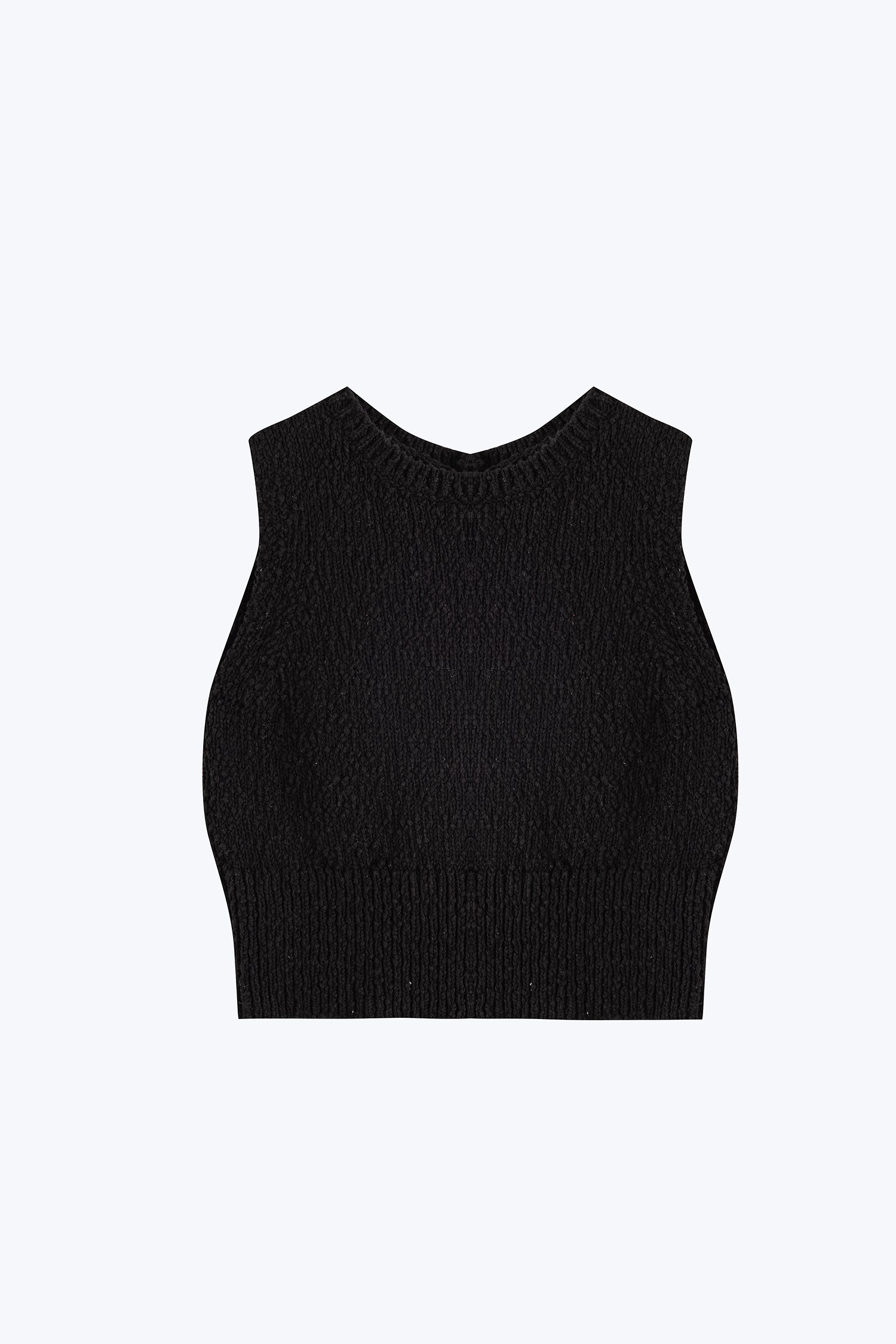 Knitted Textured Top - Black