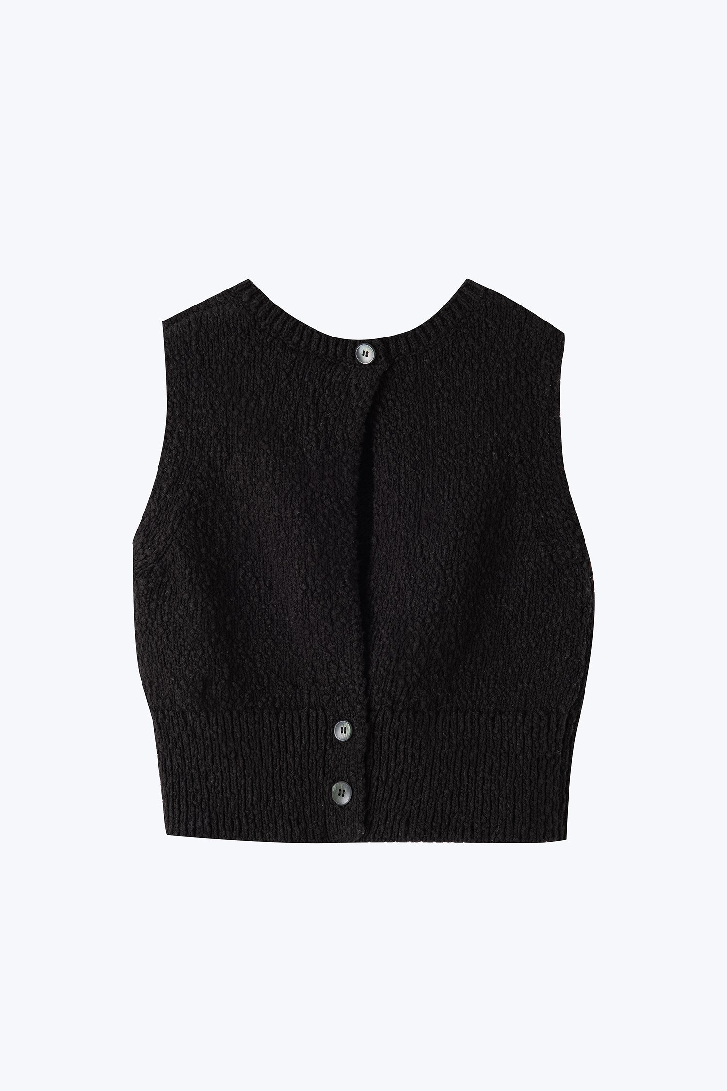 Knitted Textured Top - Black