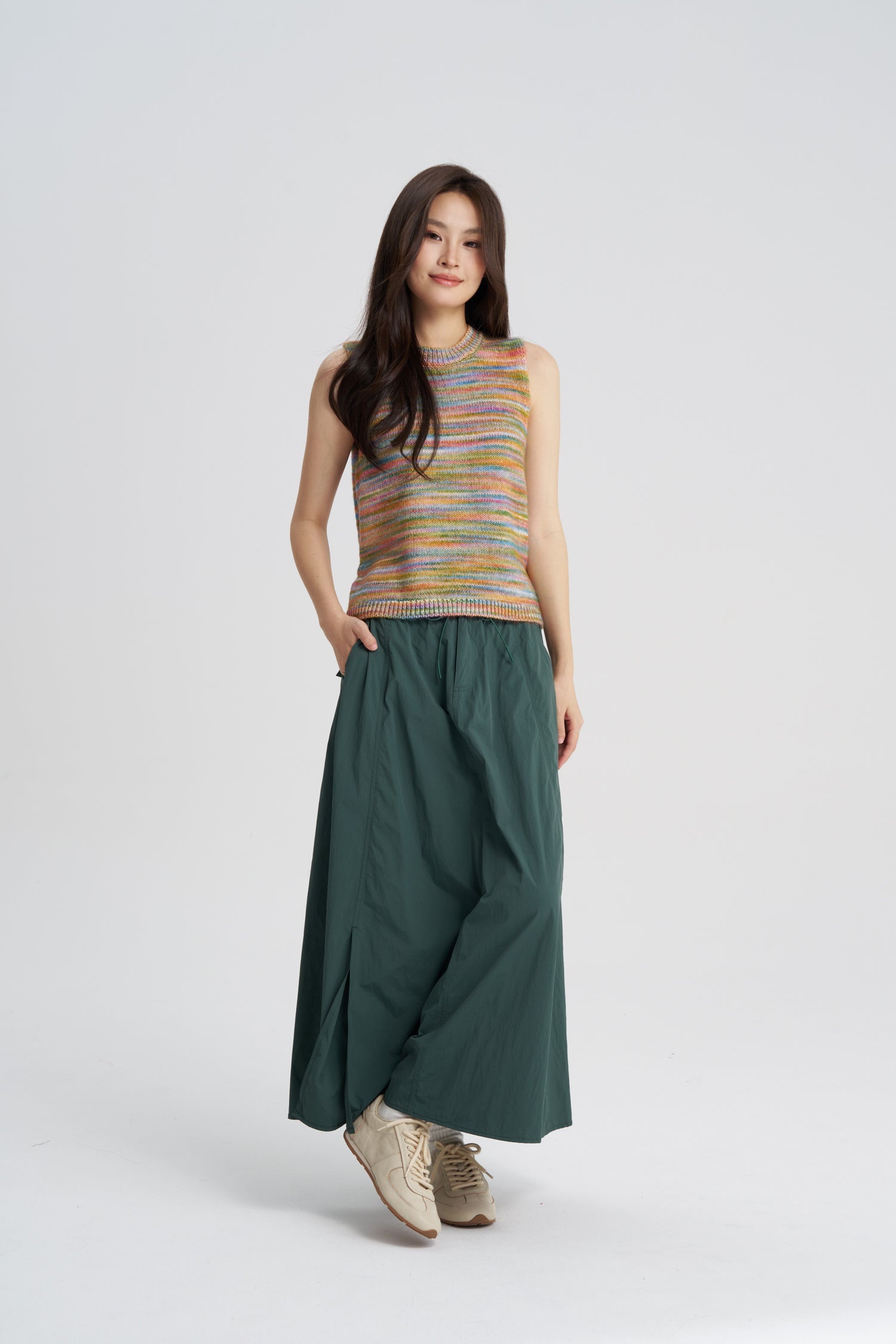 Multi-Coloured Knit Top - Green
