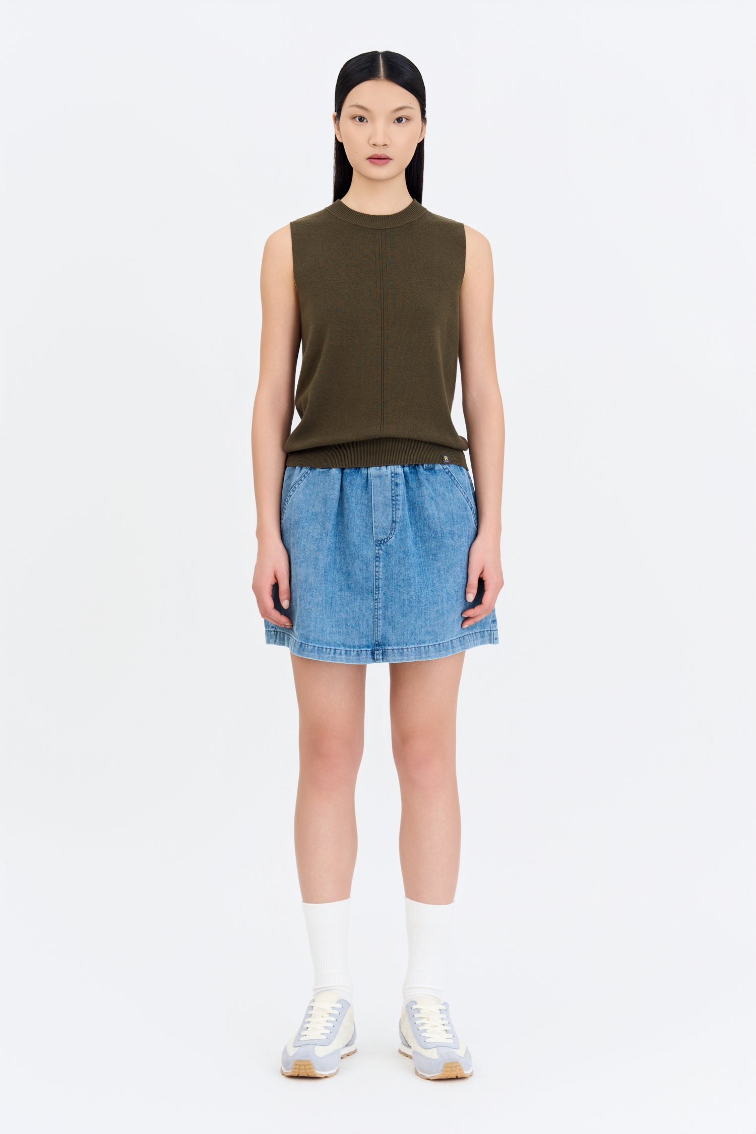 Knitted Sleeveless Top -  Army Green